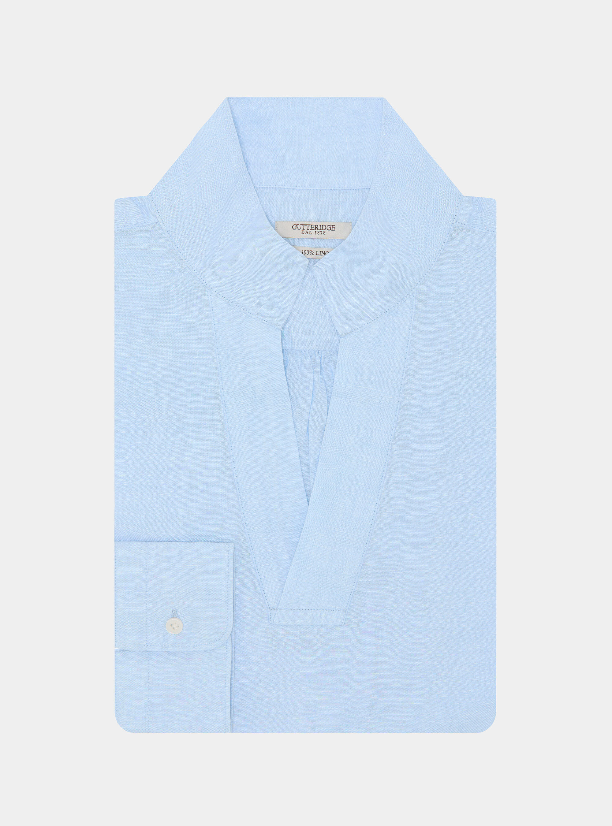Pure linen shirt with wing collar, LIGHT BLUE