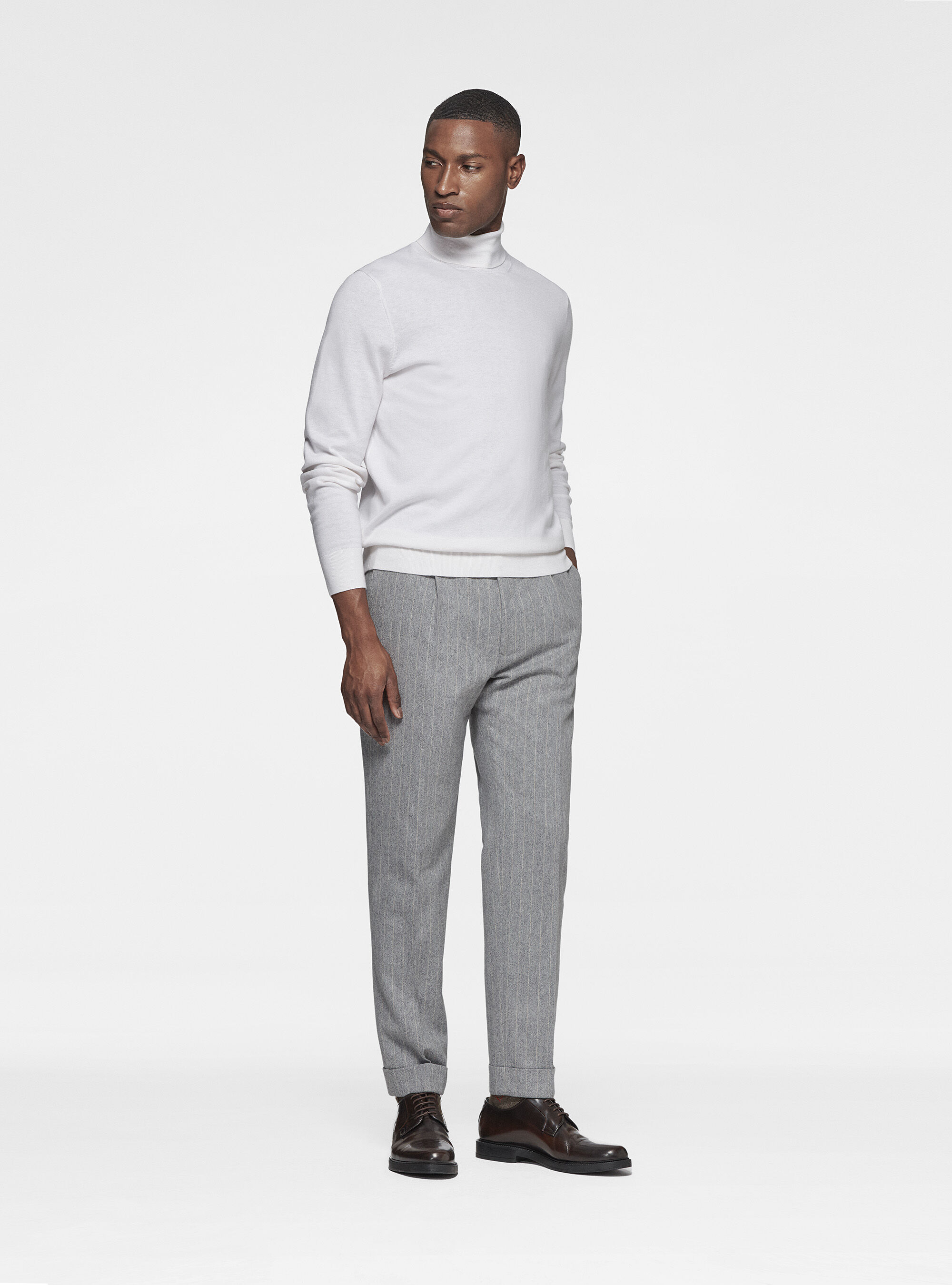 Silk and cashmere cotton turtleneck, WHITE