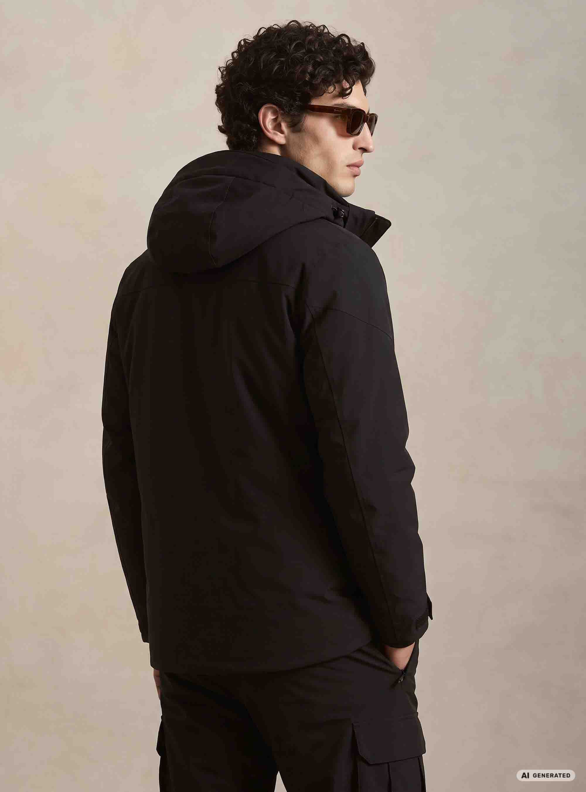 Skijacke mit Kapuze, NERO 0100C