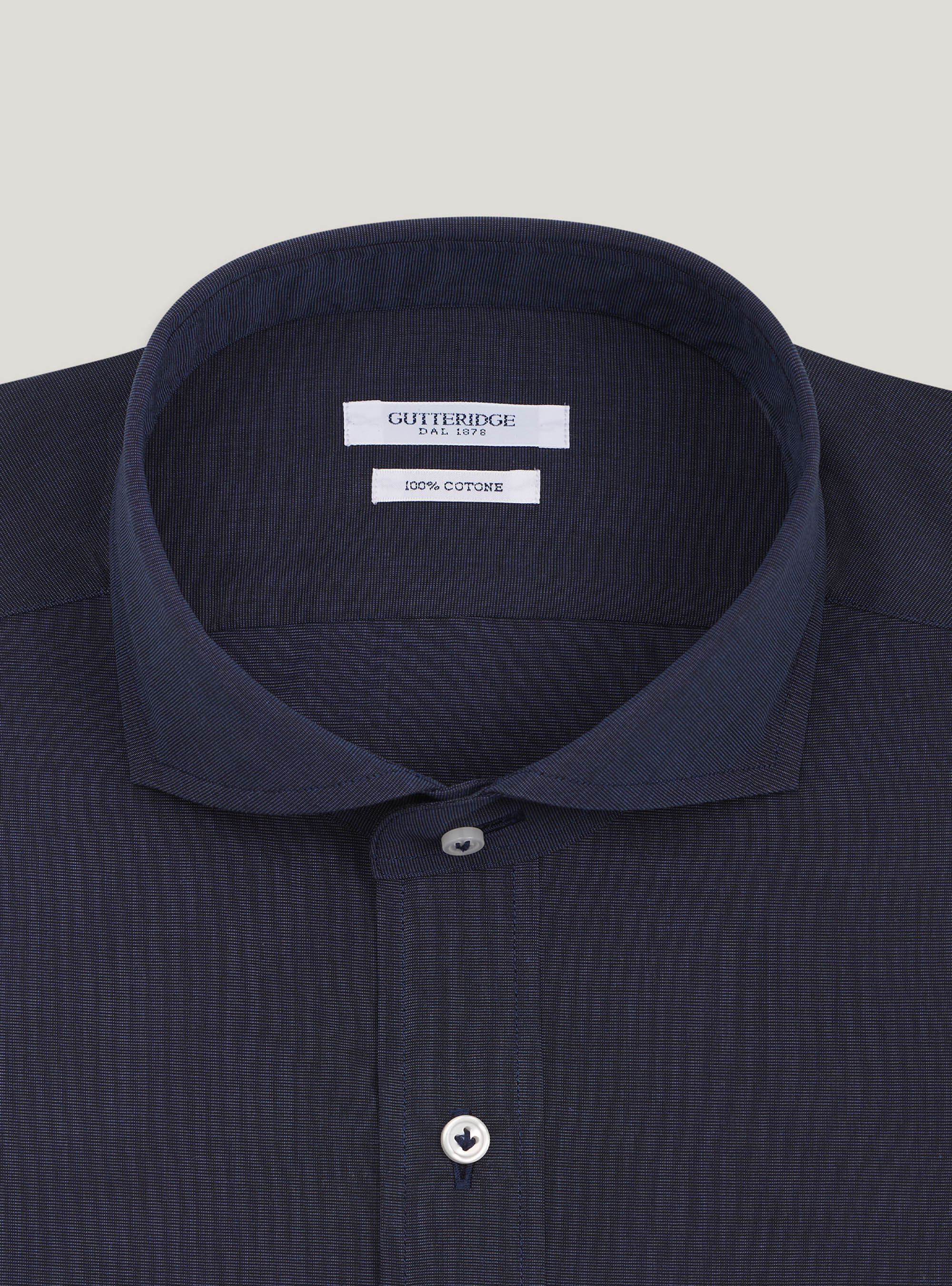 Camisa de algod&oacute;n con cuello franc&eacute;s, AZUL MARINO