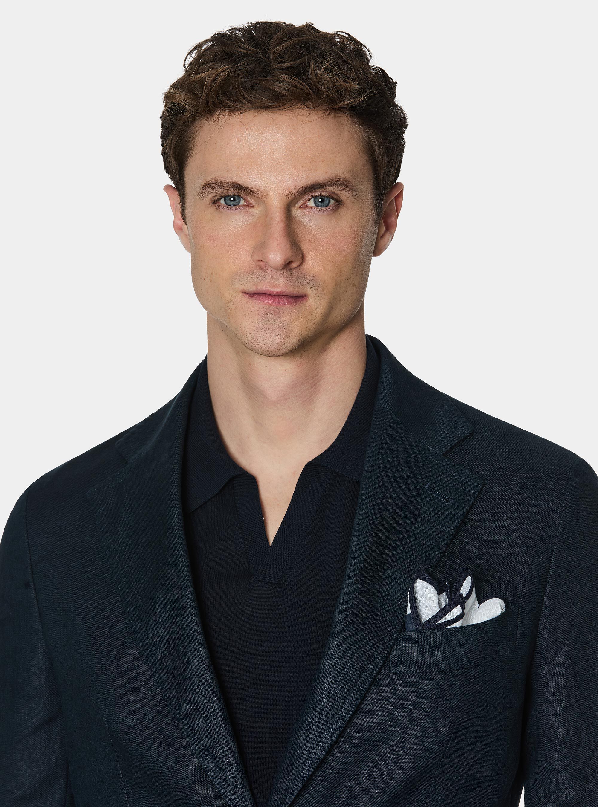 Pure linen suit blazer, NAVY BLUE