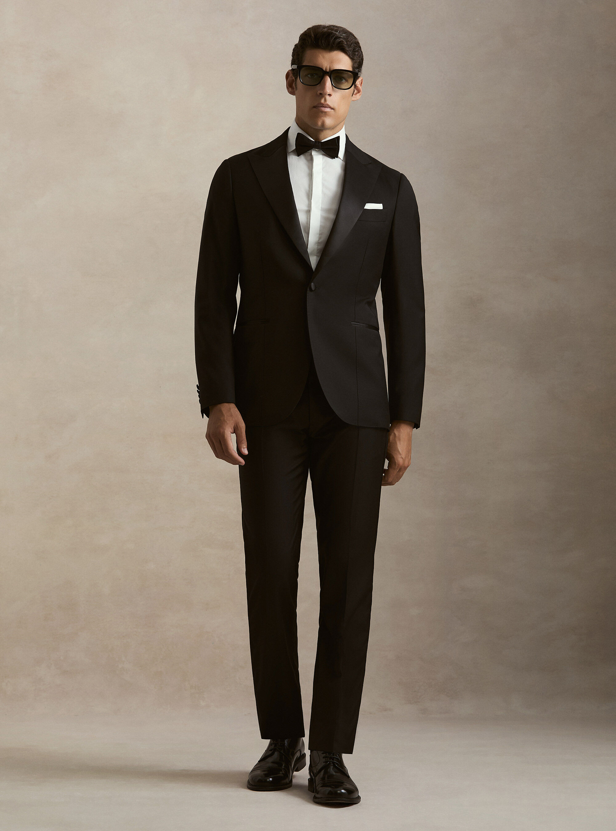 Giacca smoking in lana superfine 120's, NERO