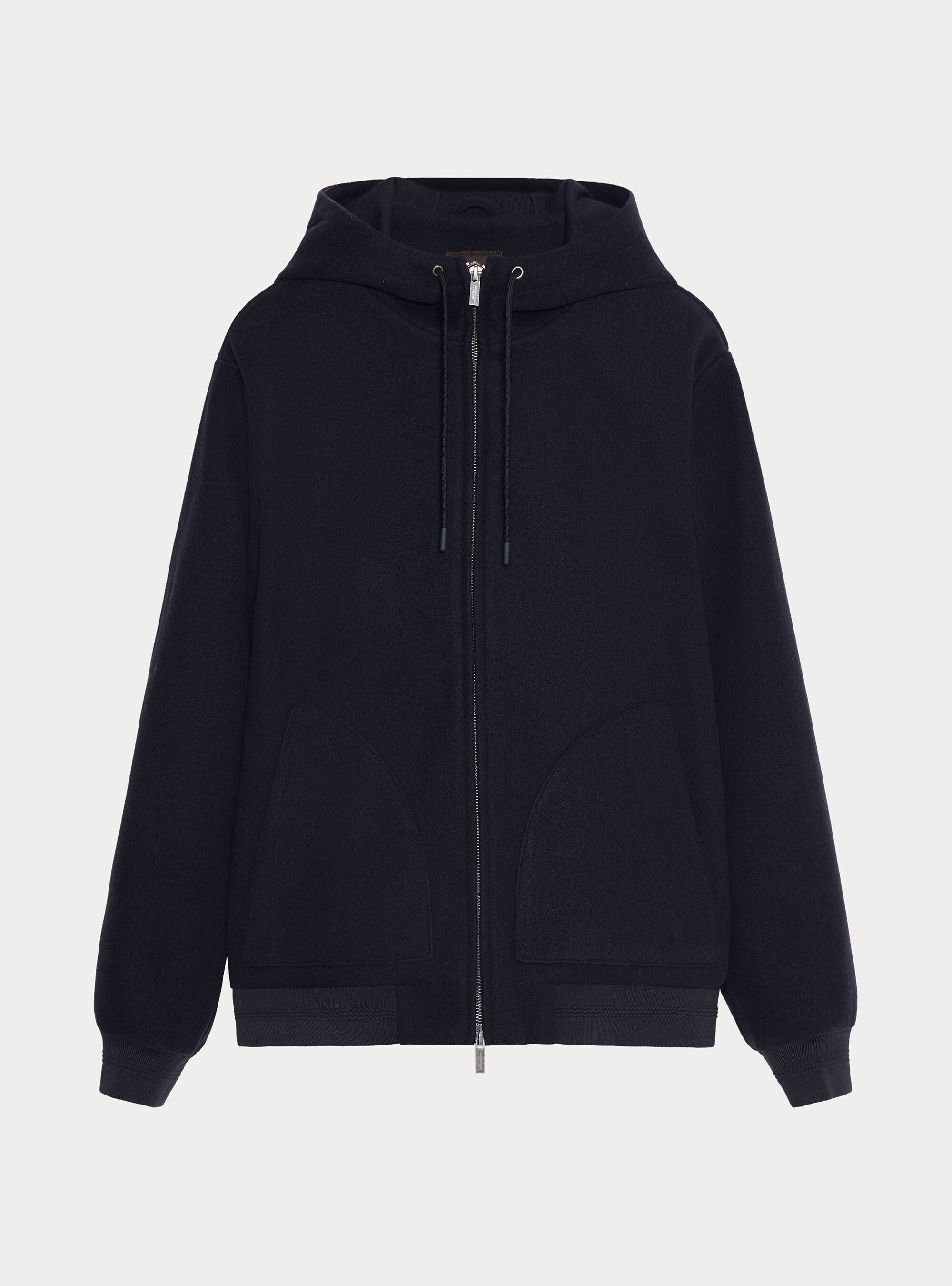 Giubbino in panno stretch con cappuccio, BLU NAVY