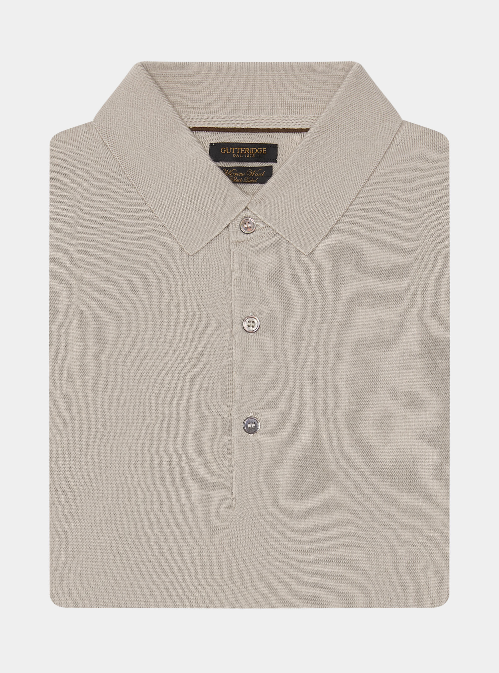 Polo shirt in pure extra-fine merino wool, SAND