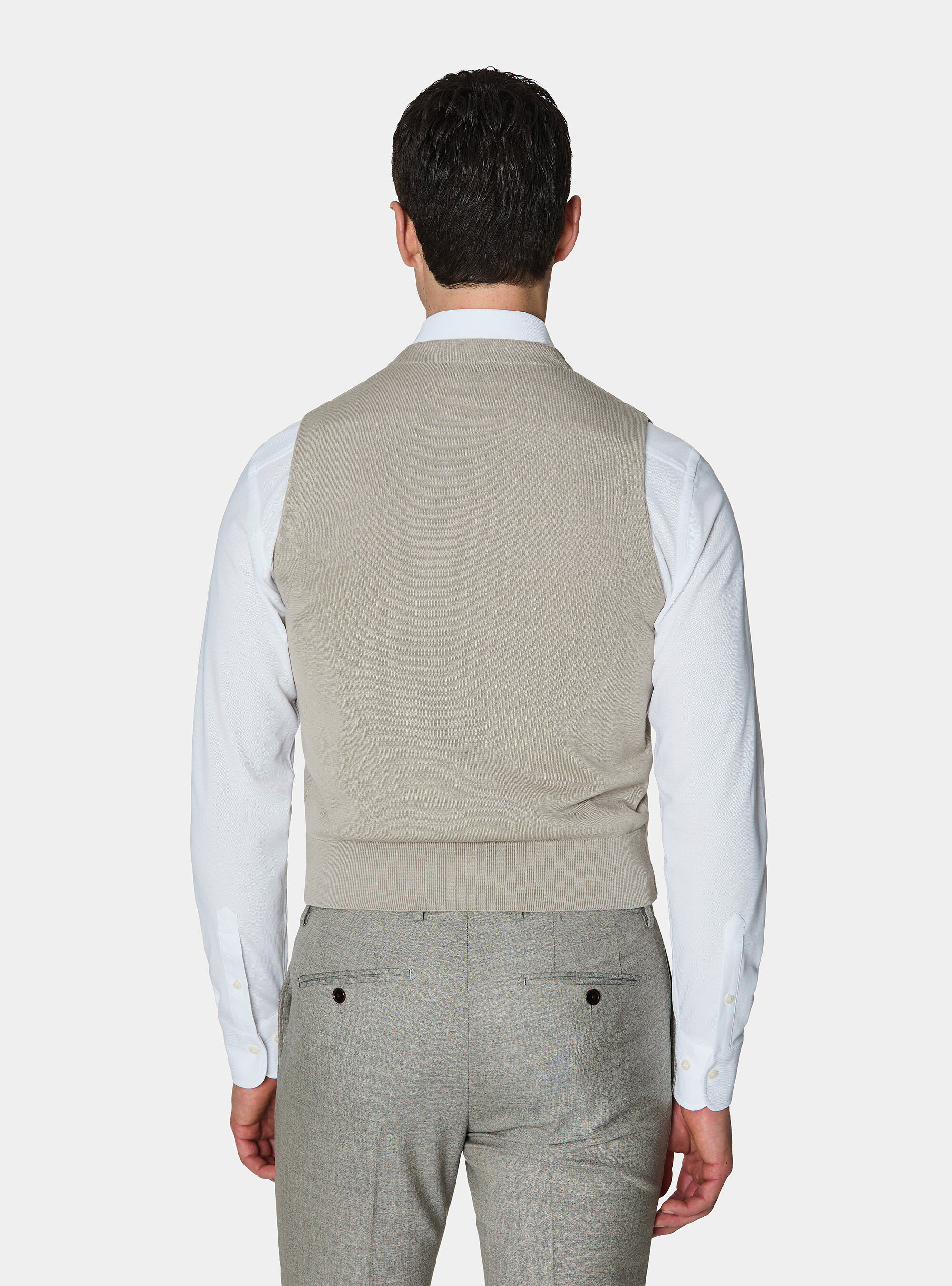 Gilet doppiopetto in maglia di cotone, SABBIA