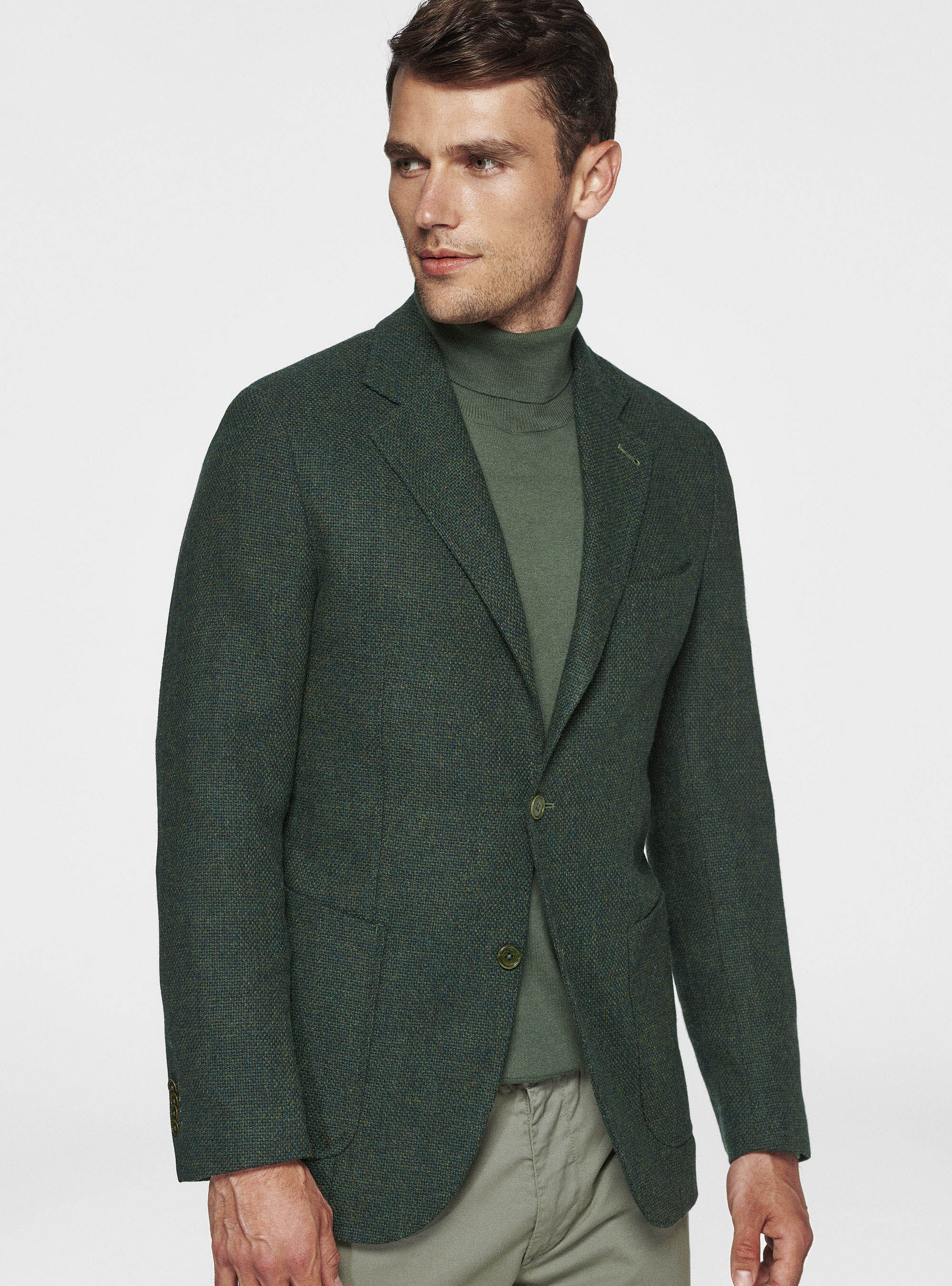 Cotton wool and cashmere hopsack blazer