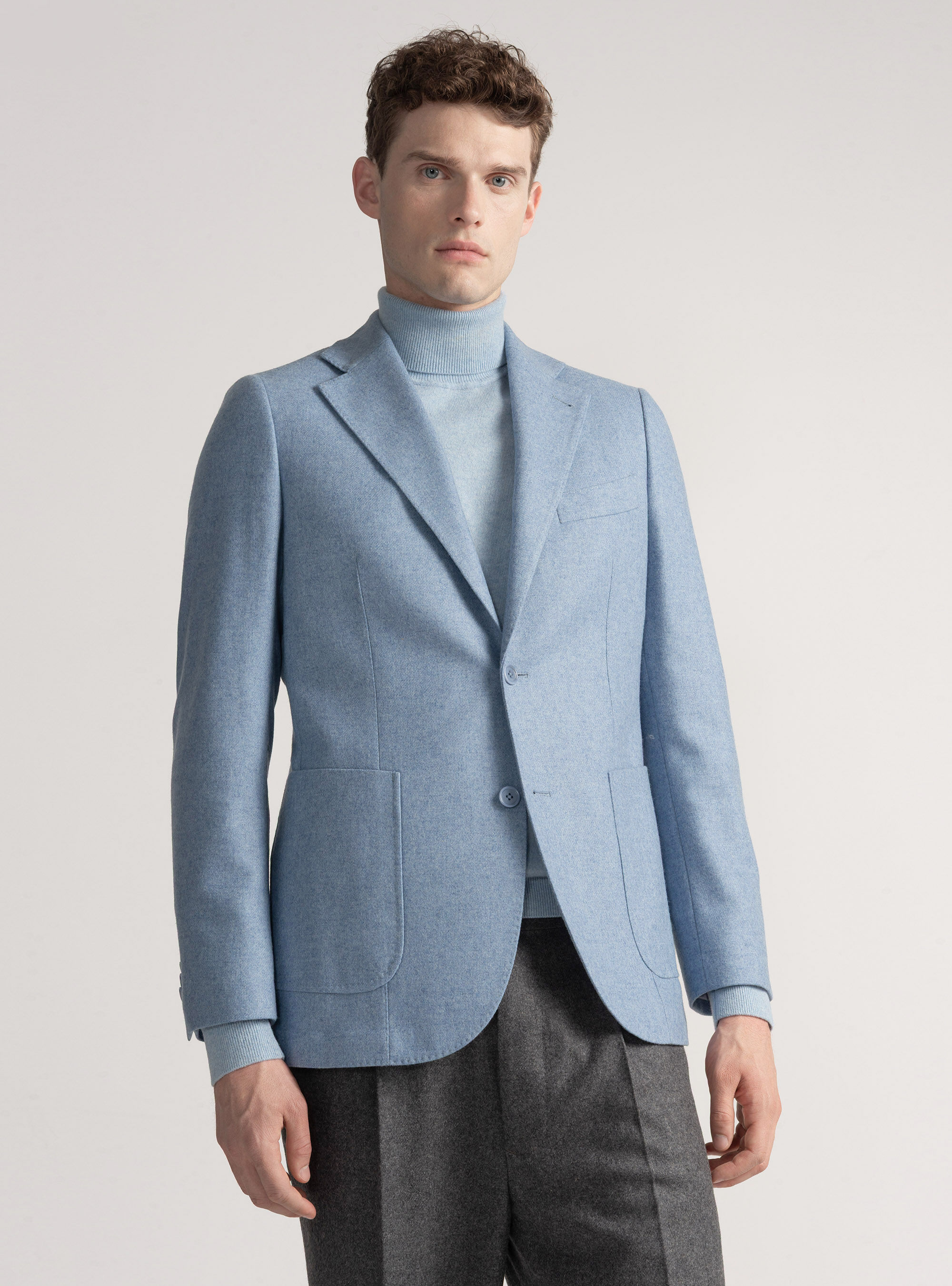 Wool-blend flannel blazer