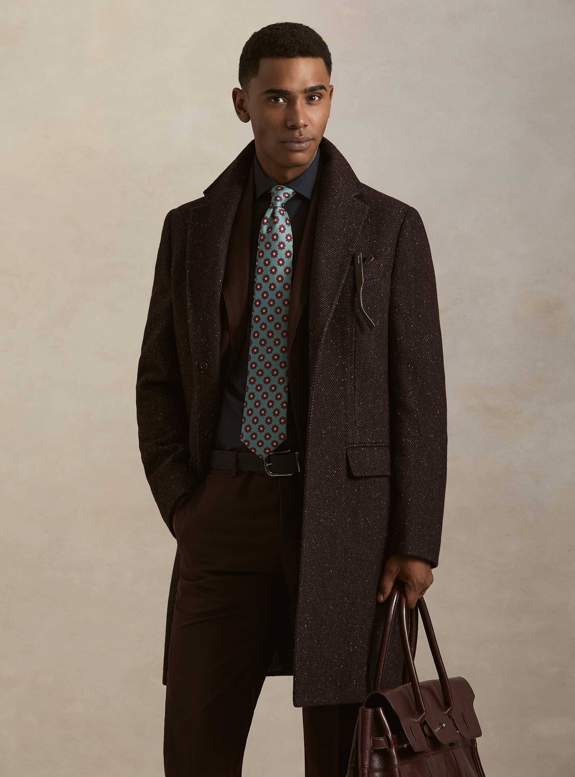 Wool-blend boutonn&eacute; coat