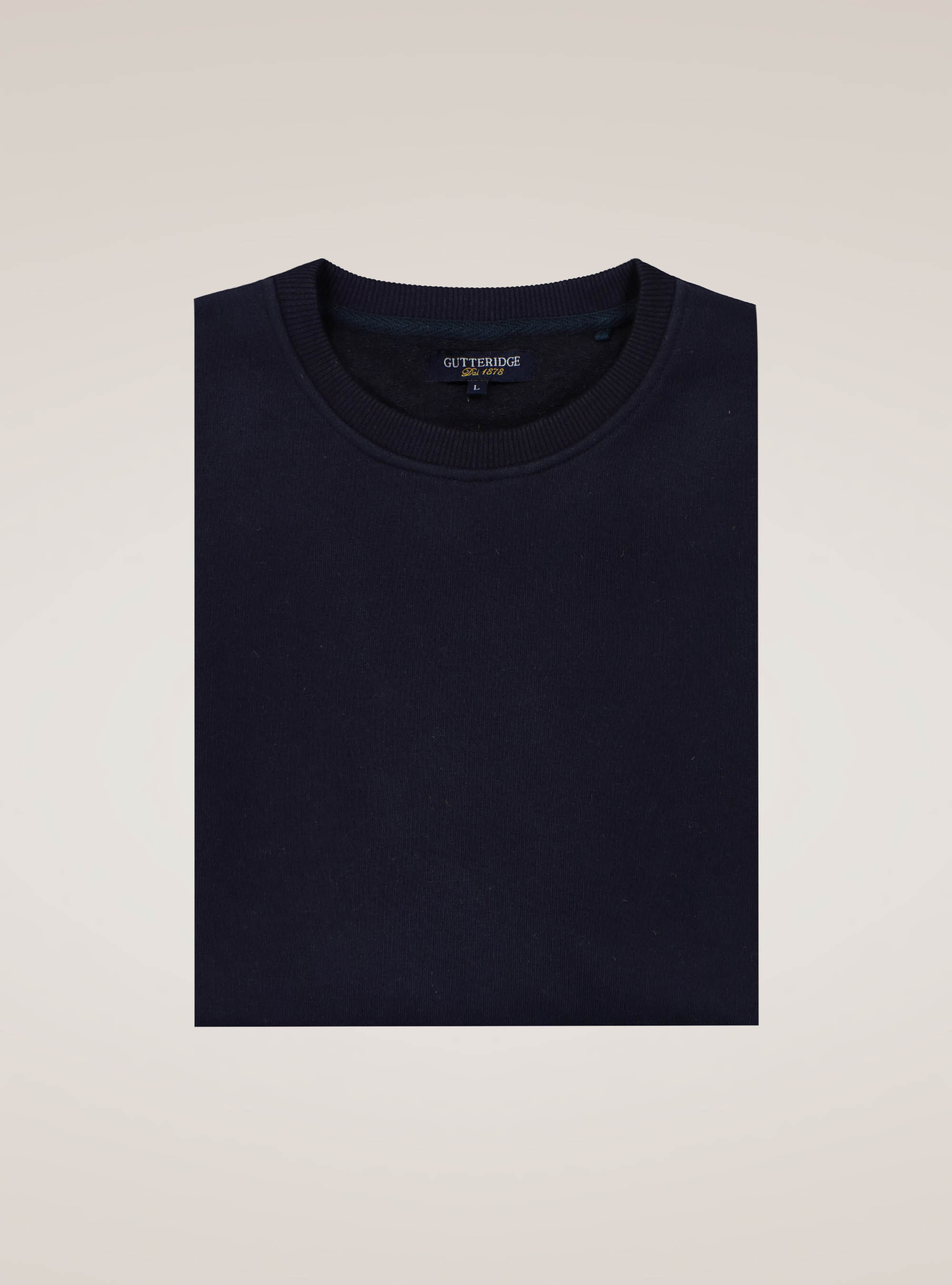 Cotton blend crew neck sweatshirt, NAVY BLUE