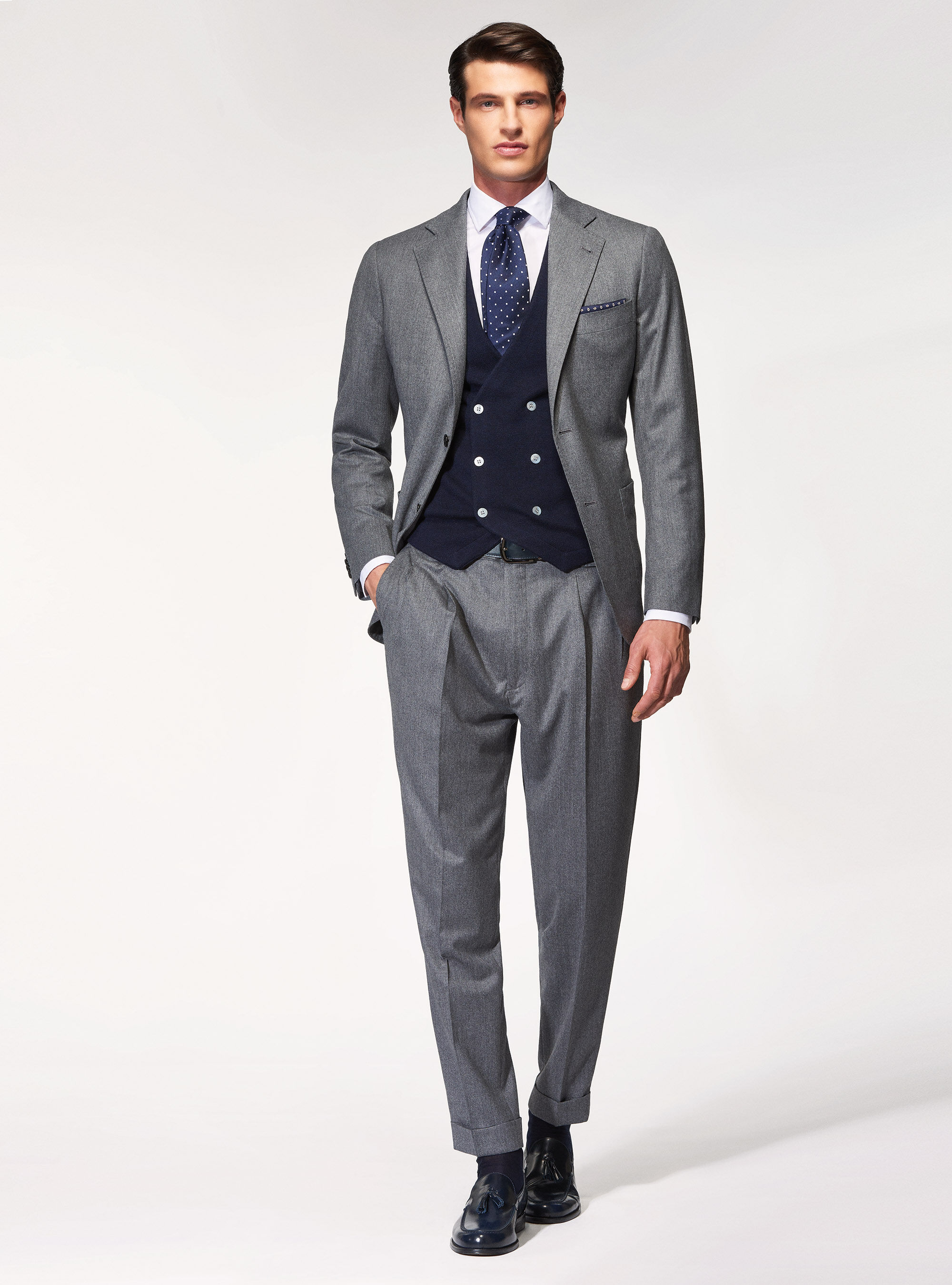 Vitale Barberis Canonico flannel suit blazer, GREY