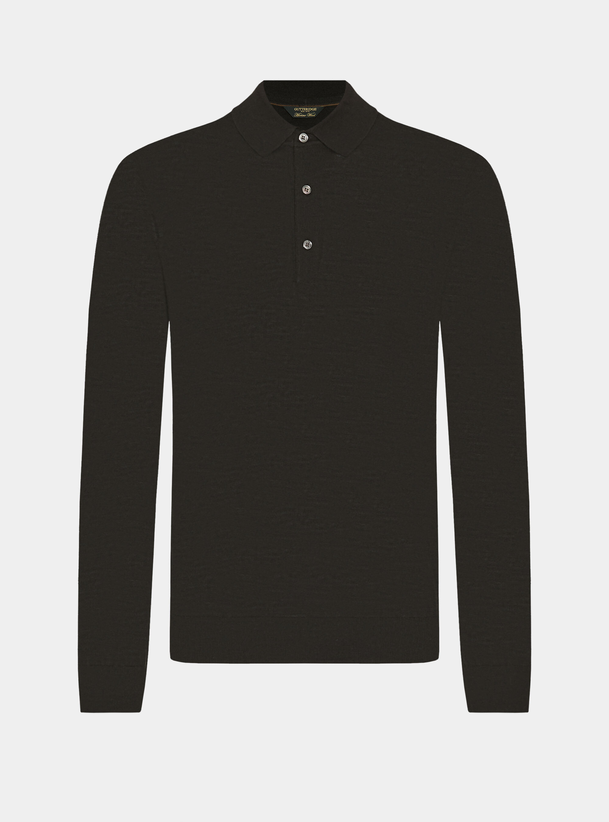 Extrafine merino wool knit polo shirt, BROWN