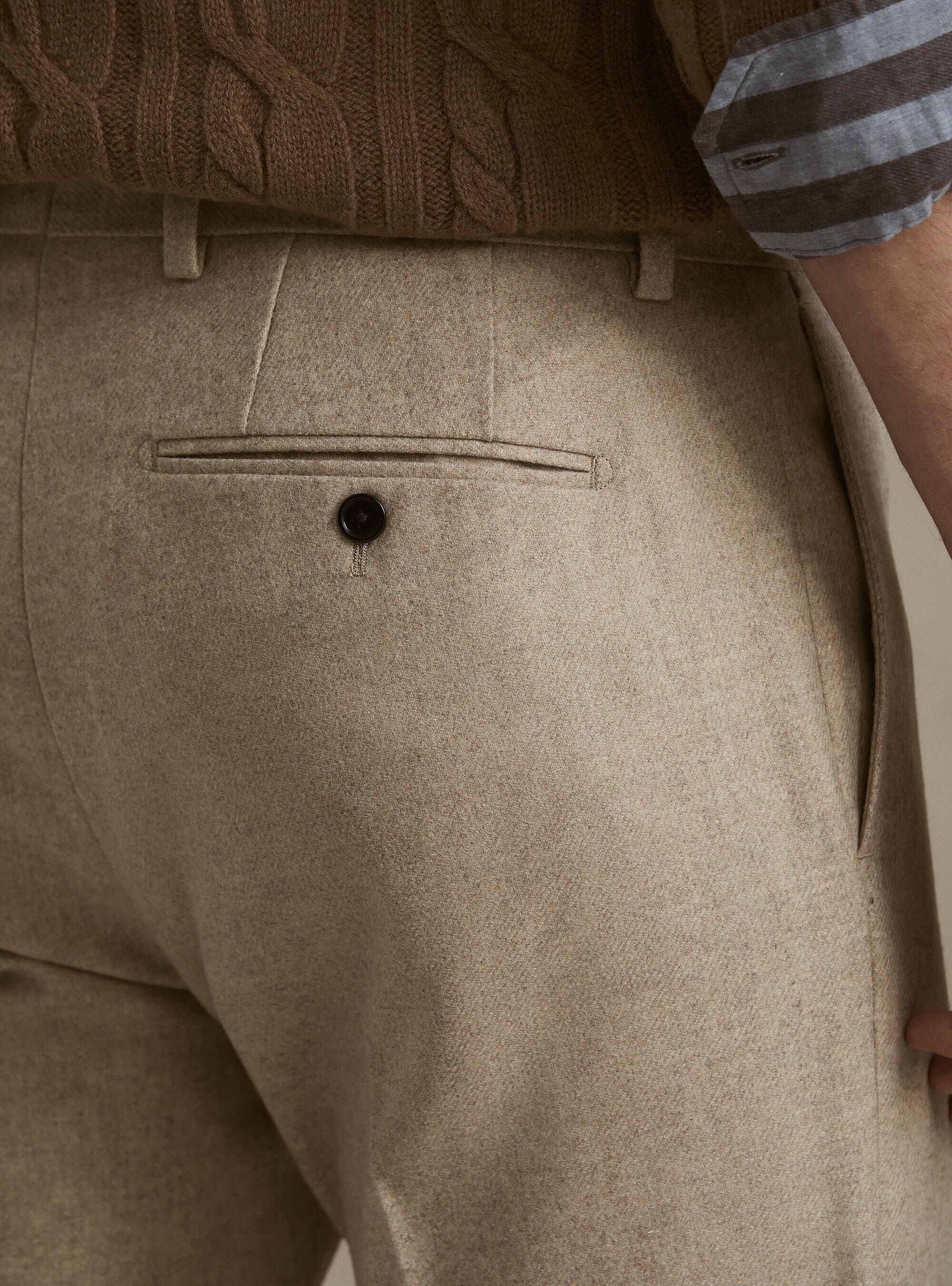 Wool blend flannel trousers, SAND