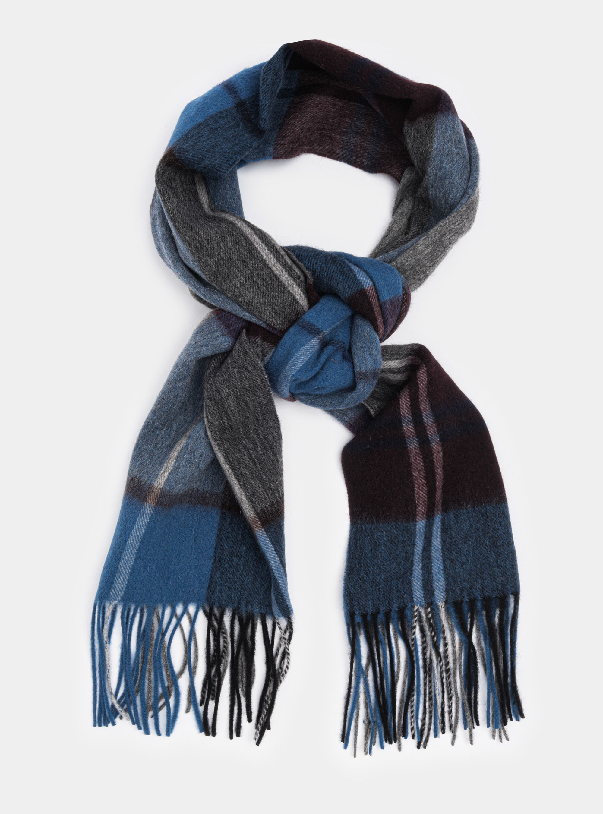 Sciarpa a quadri in lana cashmere, BLUE
