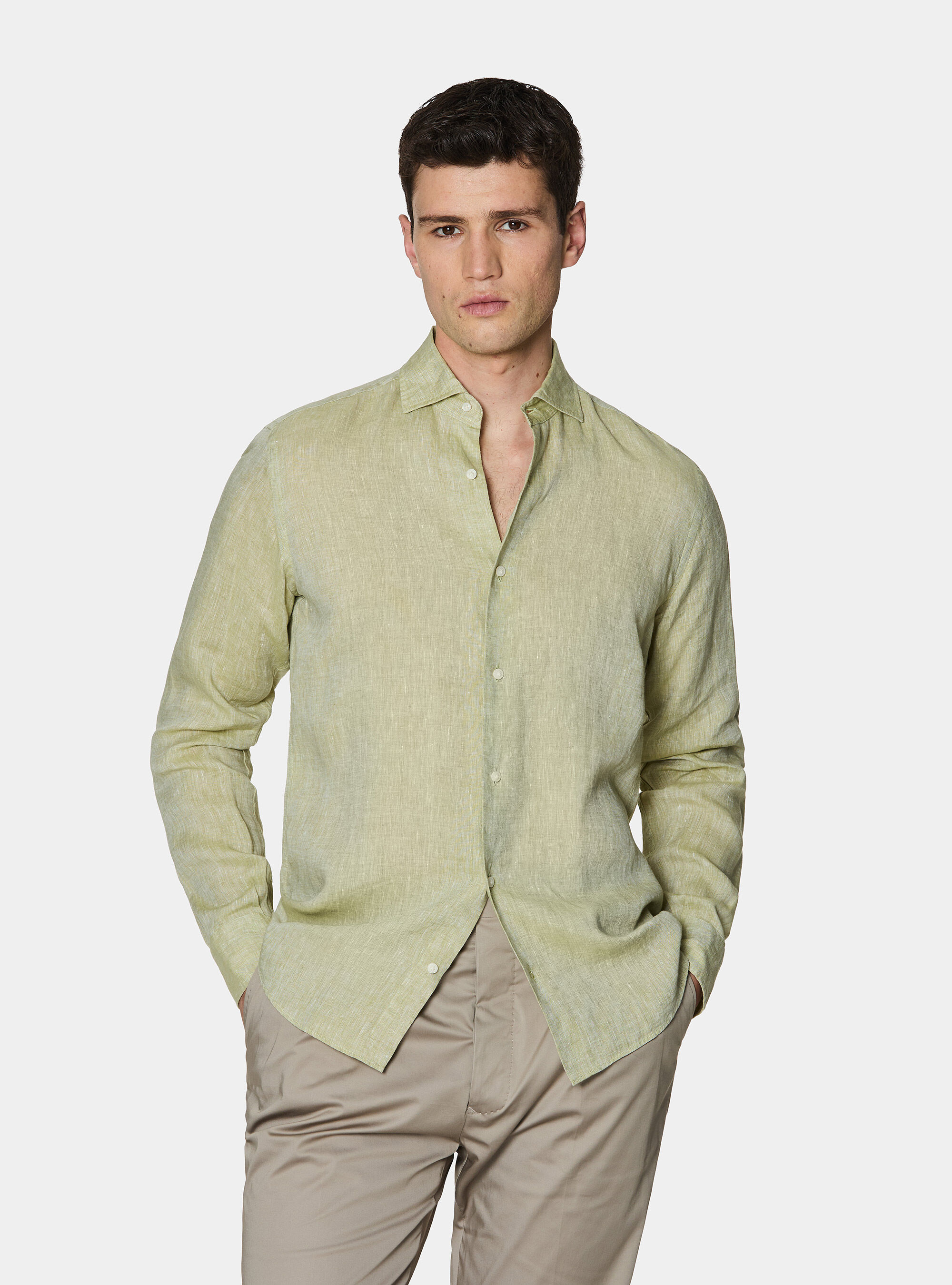 Pure linen shirt, VERDE PISTACCHIO 0616C