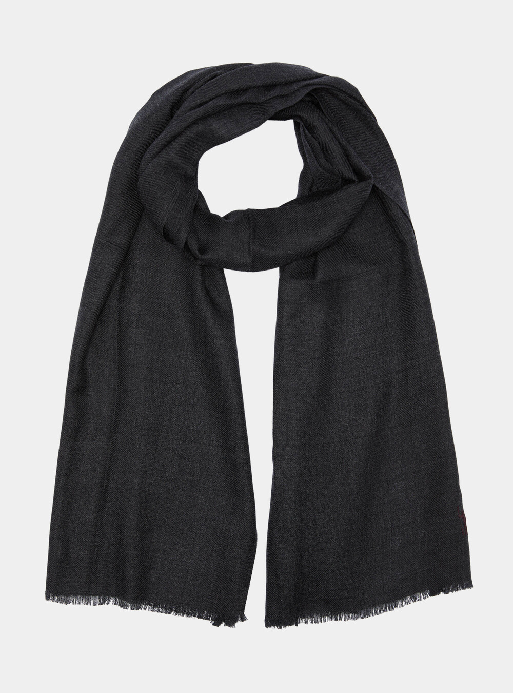 Sciarpa in lana con ricamo, ASFALTO Sciarpa in lana con ricamo