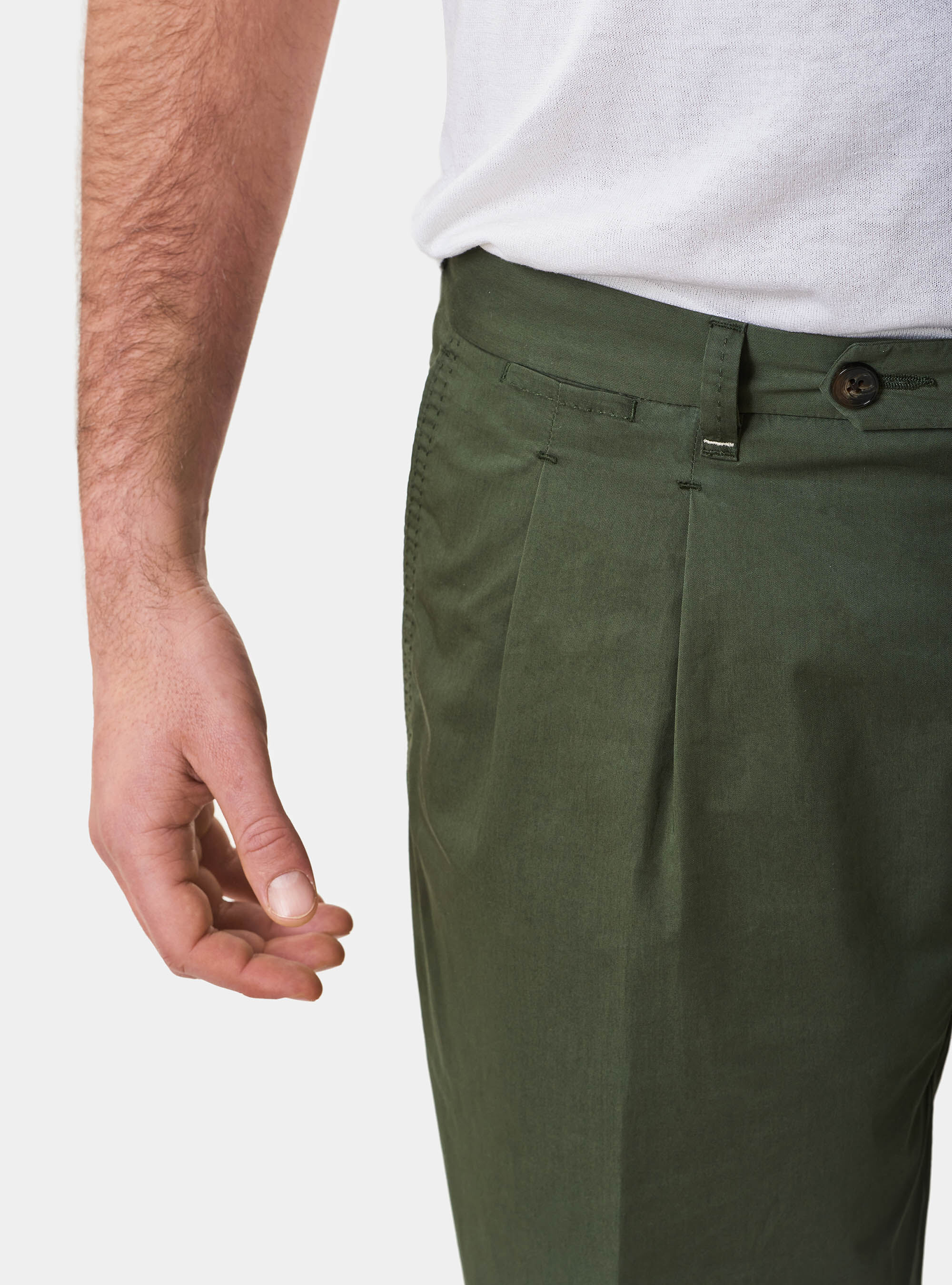 Pantaloni doppia pinces in twill di cotone