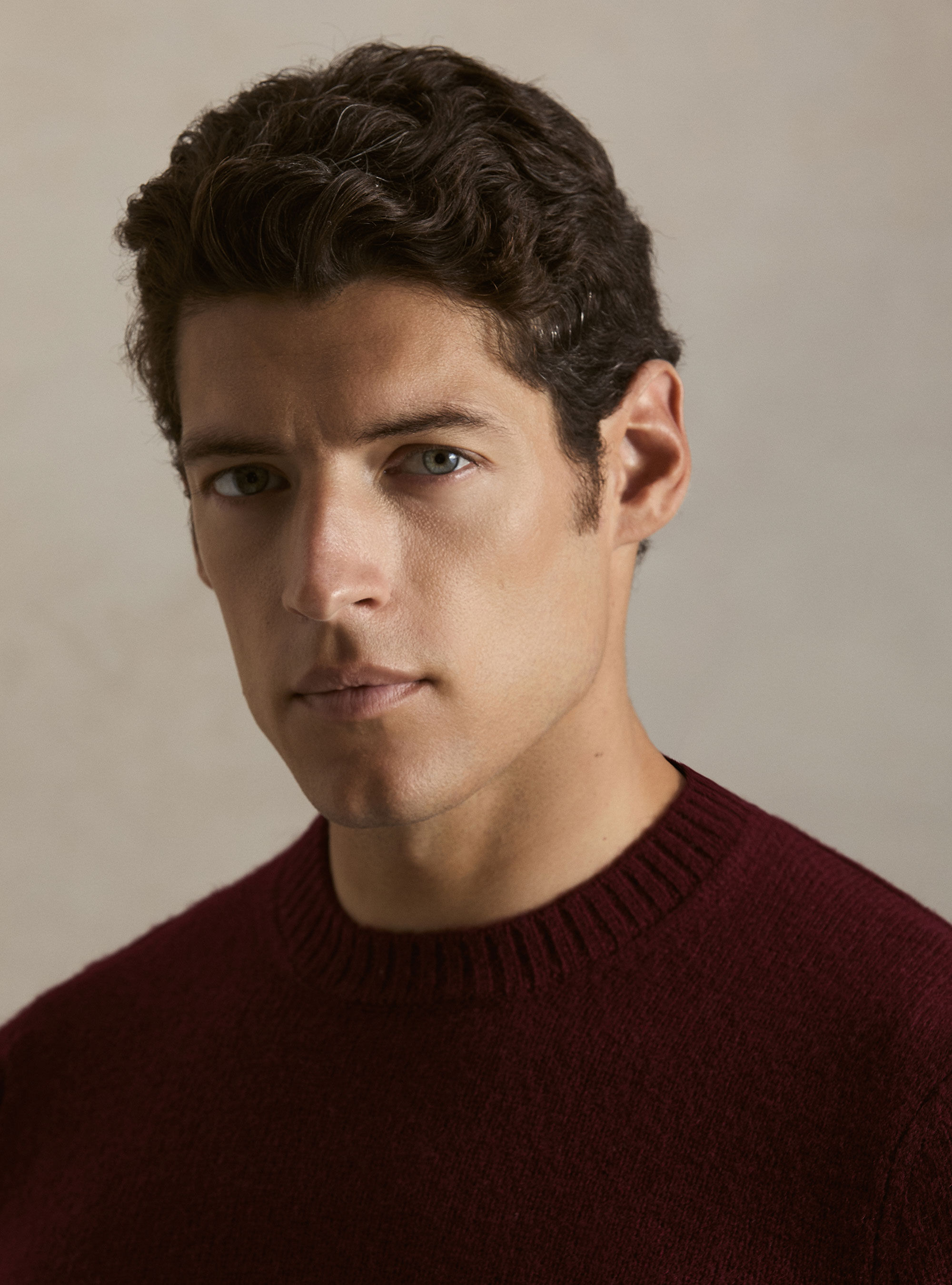 Pure Shetland wool crewneck sweater, BORDEAUX