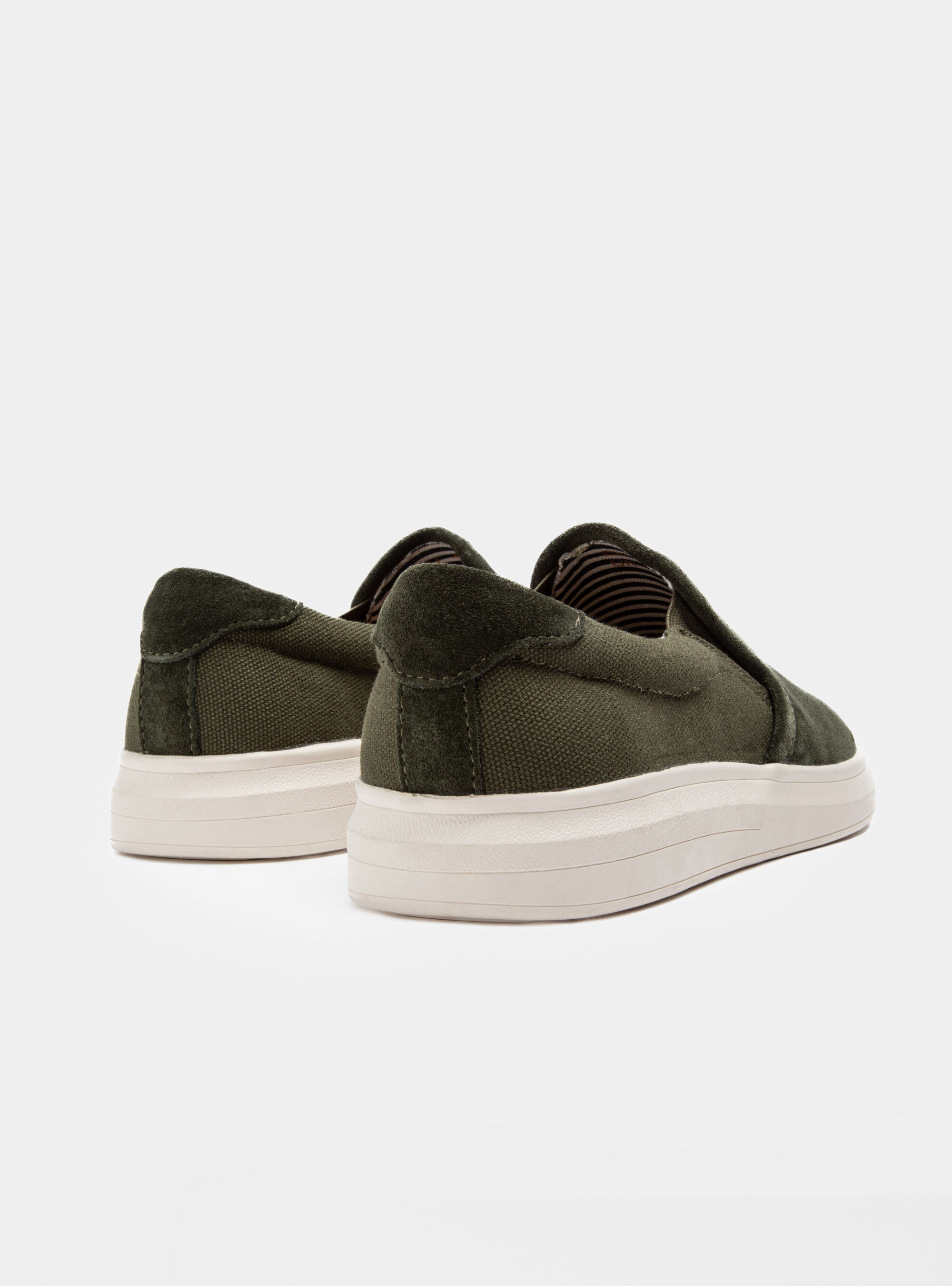 Olive green slip on hot sale shoes