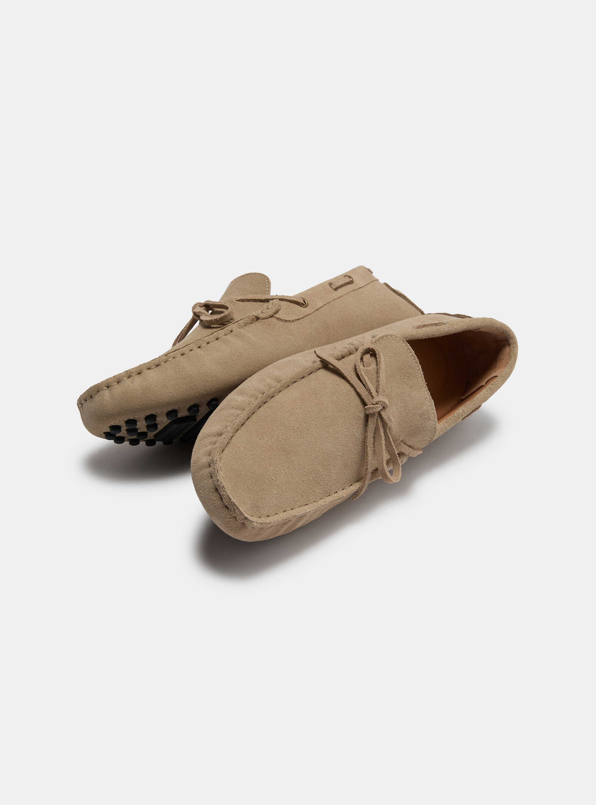 Mocassini in suede da barca, ECRU