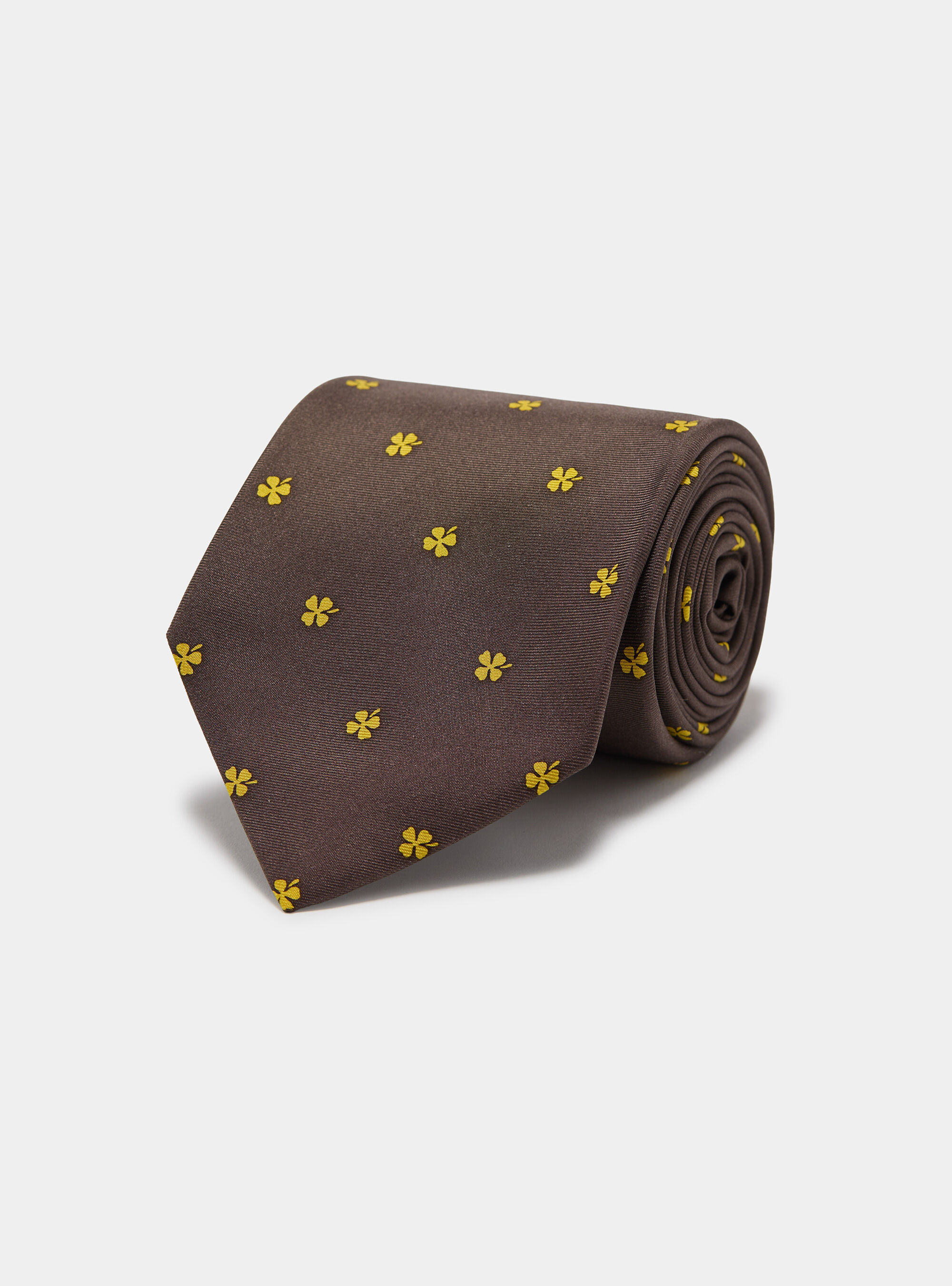 Silk tie with a four-leaf clover print