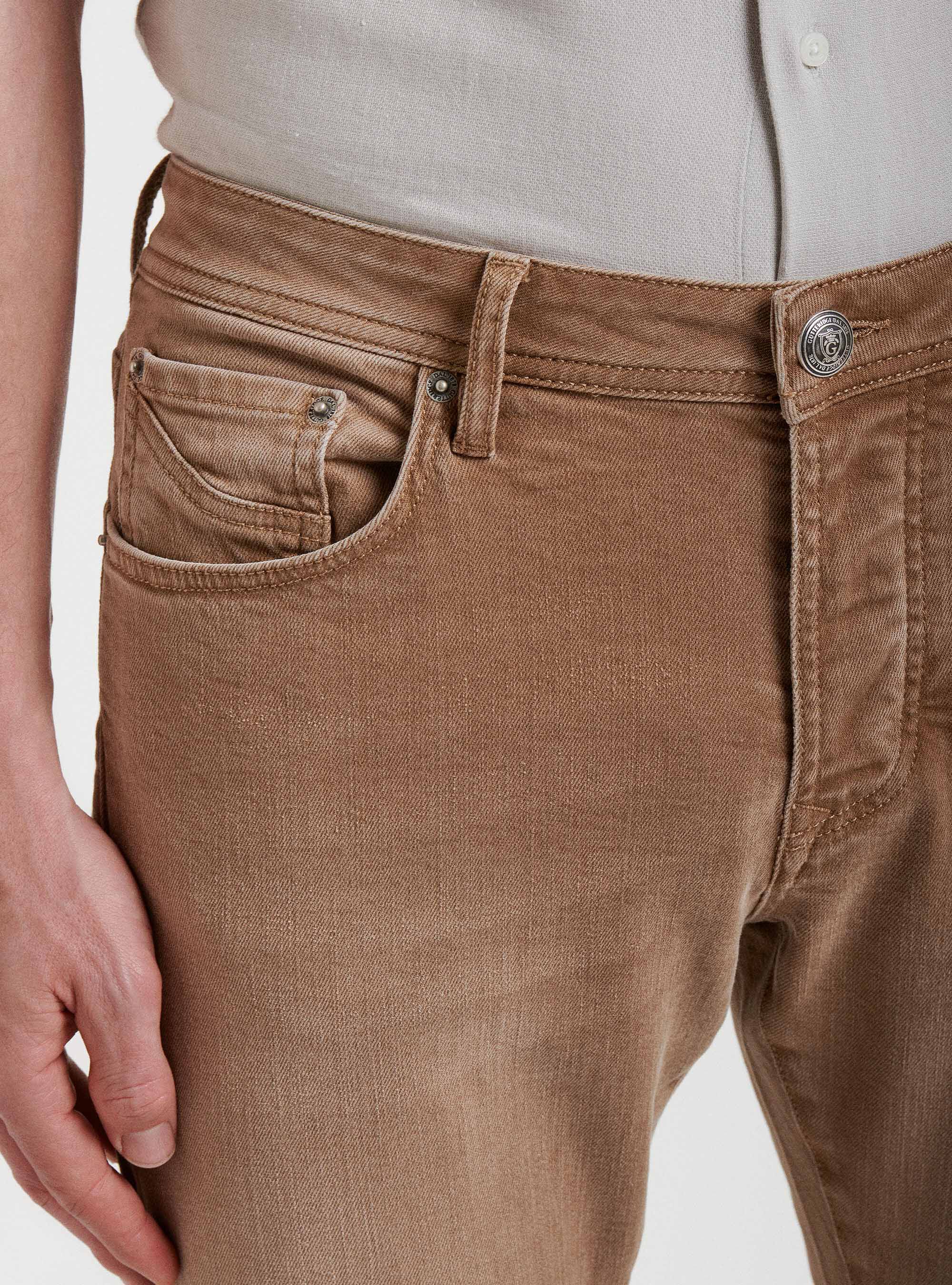 Coloured yarn-dyed jeans, SAND