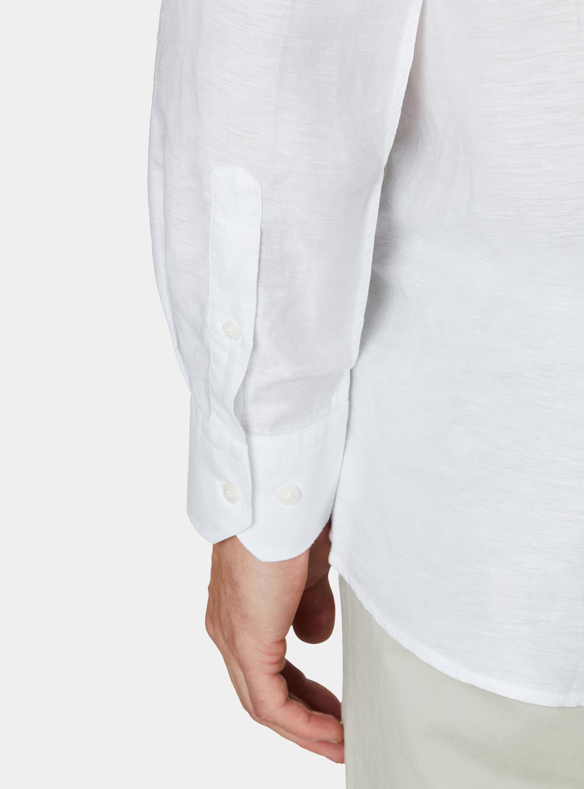 Chemise en lin lyocell avec patte de boutonnage, BLANC