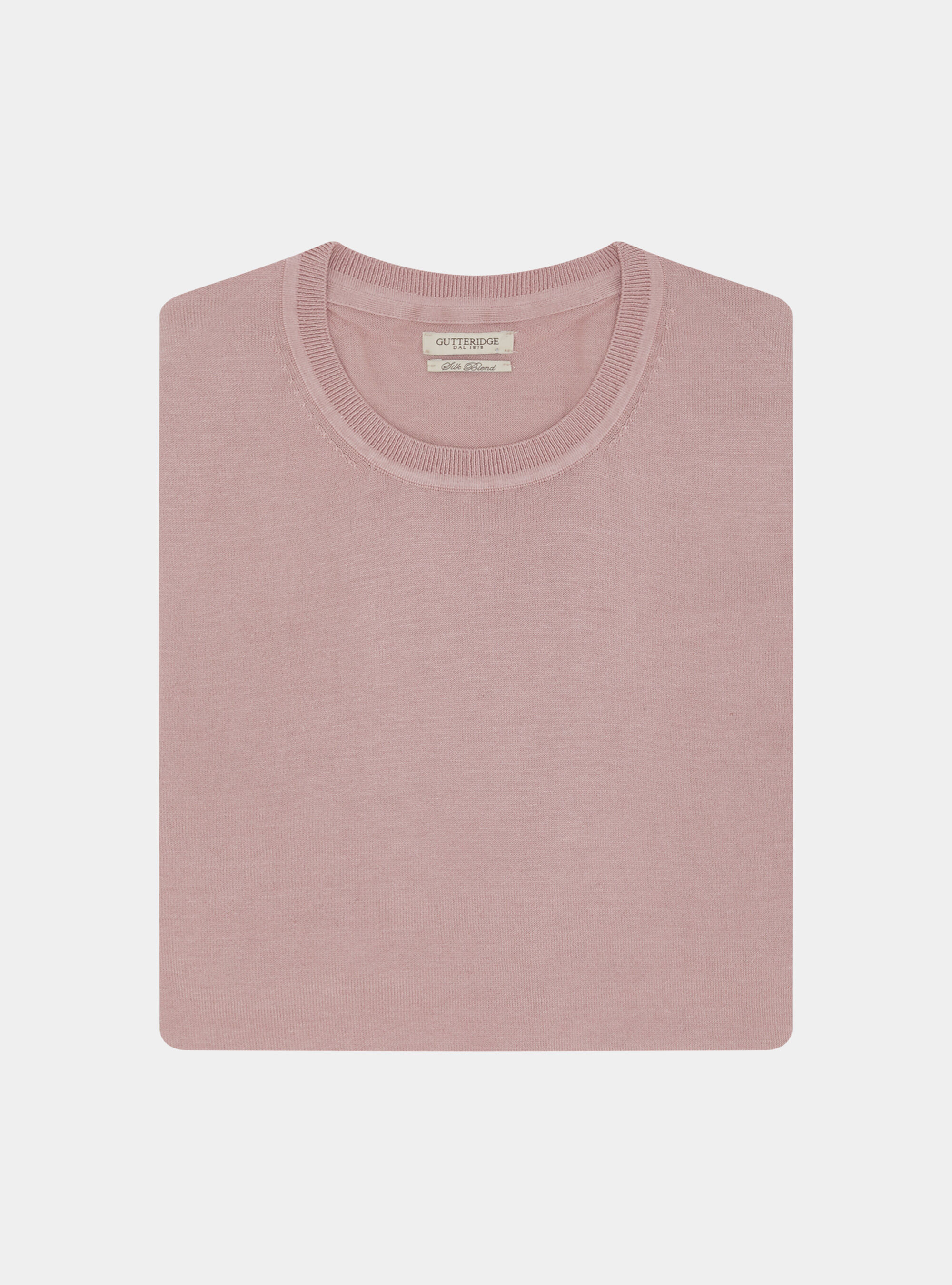 Maglia girocollo in seta e cotone, 0441C ROSA SCURO