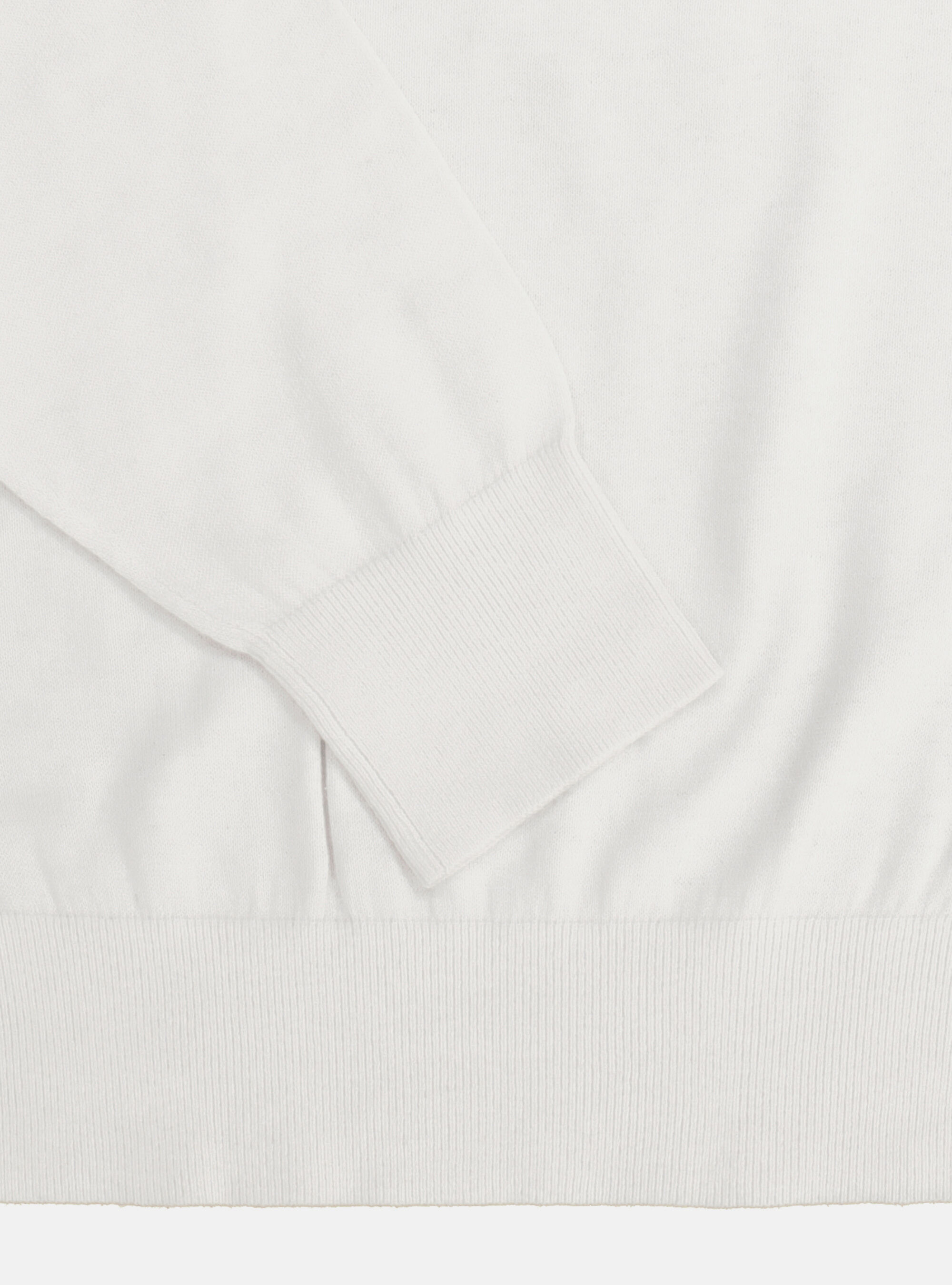 COTTON SILK AND CASHMERE ROUND NECK SWEATER, WHITE