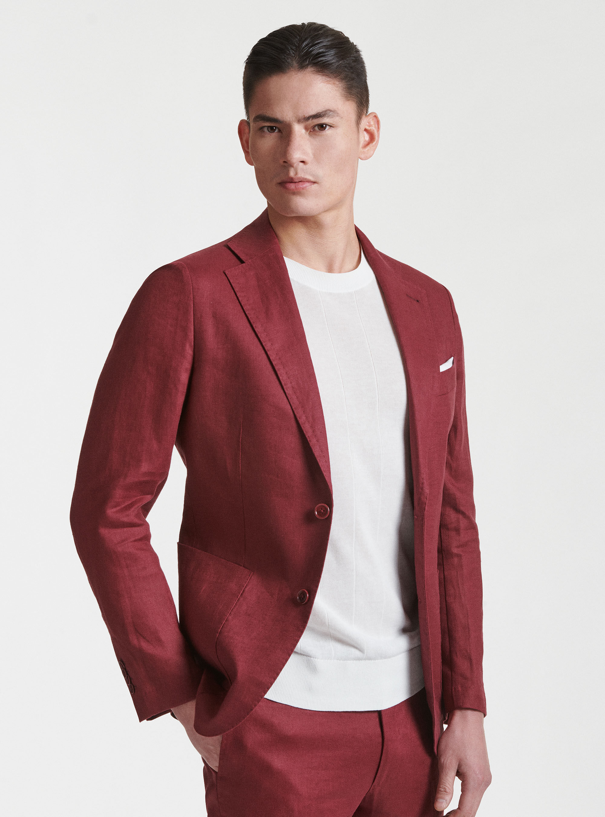 Giacca per abito in puro lino, BORDEAUX