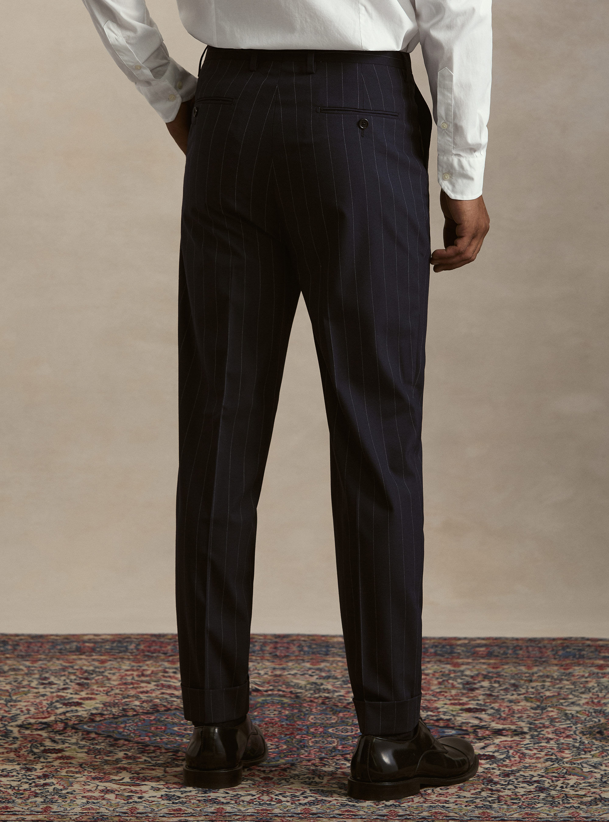 Pantaloni per abito gessato con pince, BLU NAVY