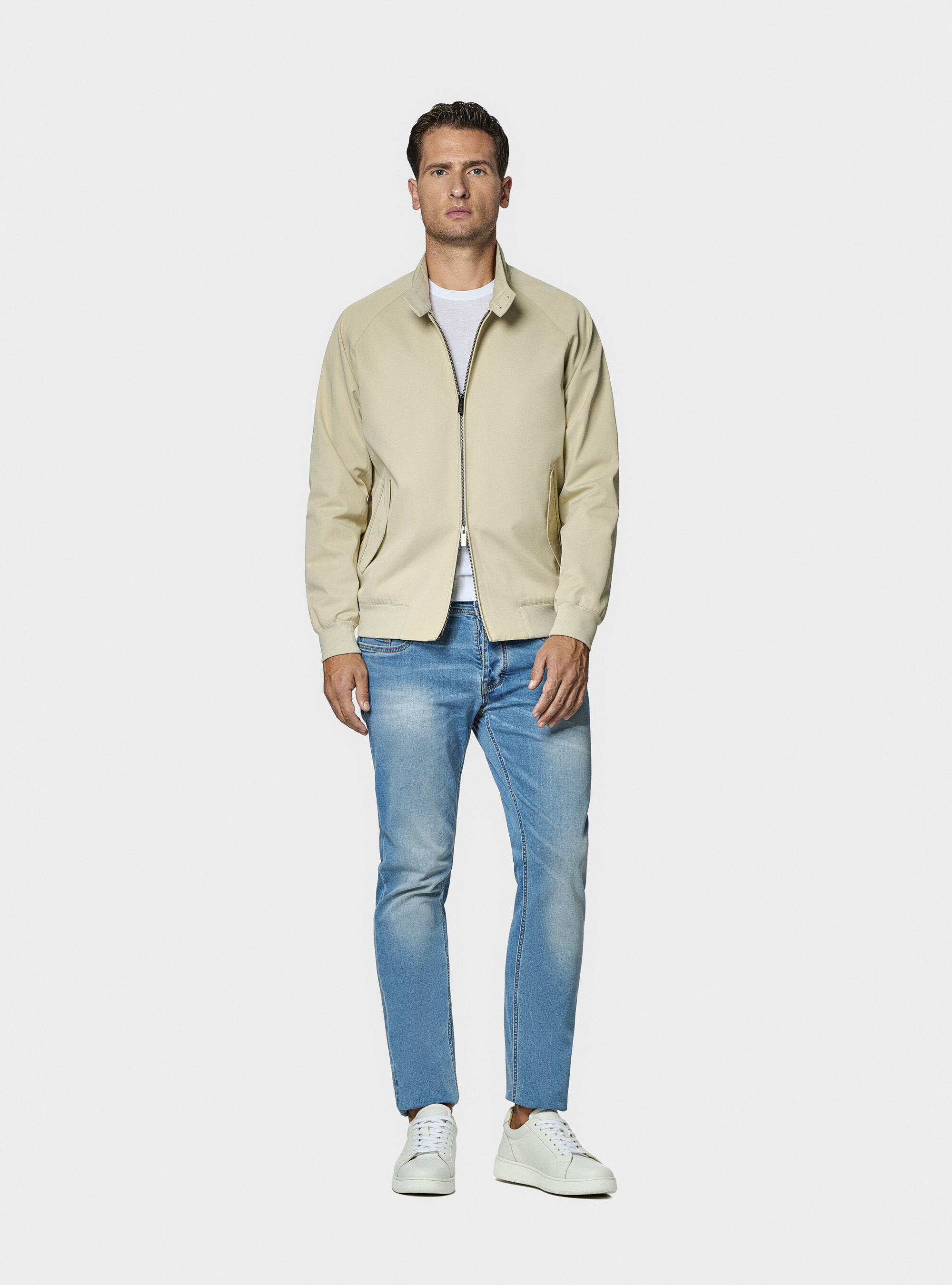 Blouson bomber en coton m&eacute;lang&eacute;, SABLE