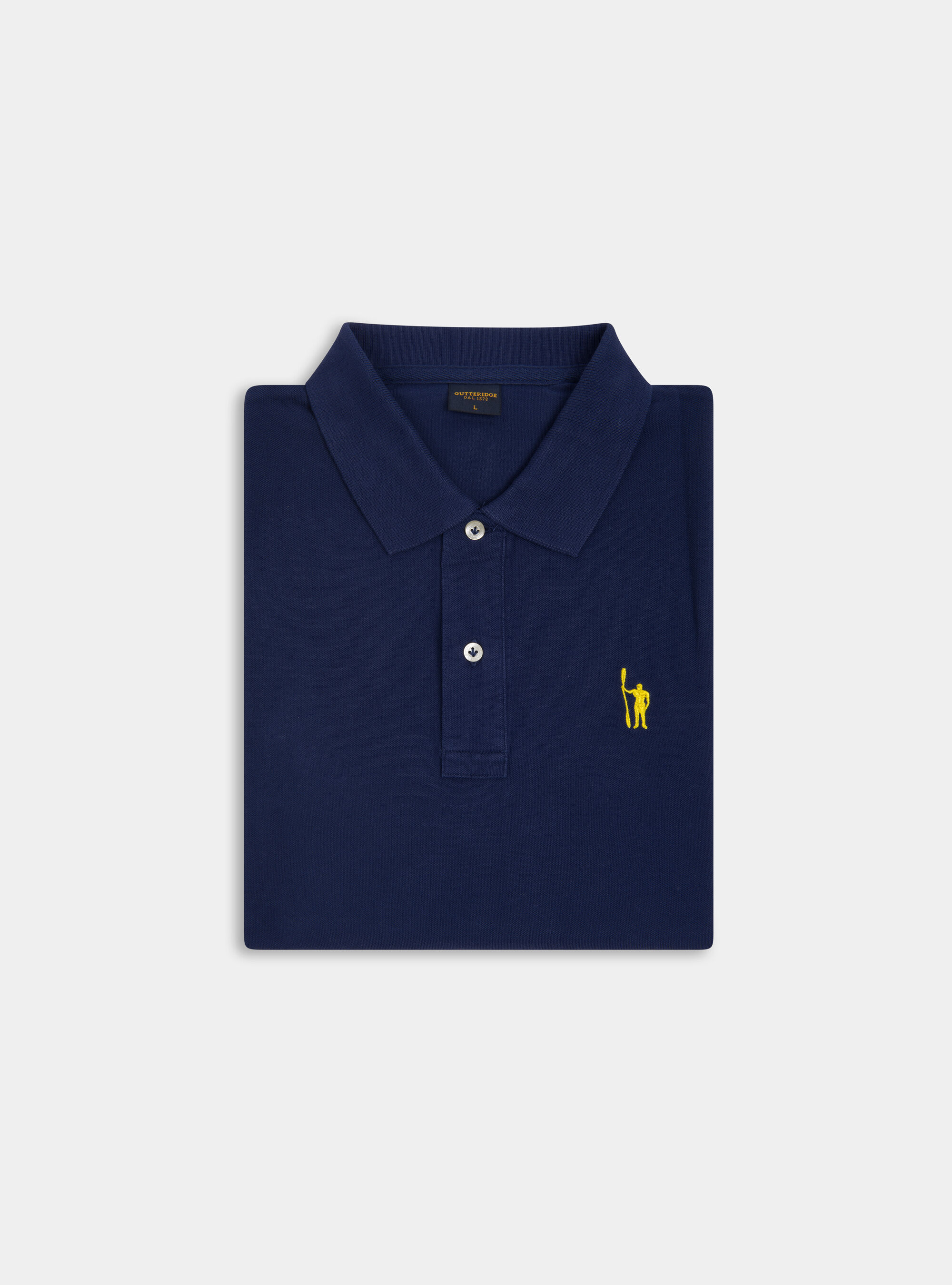 Classic cotton pique polo with embroidery, BLUE