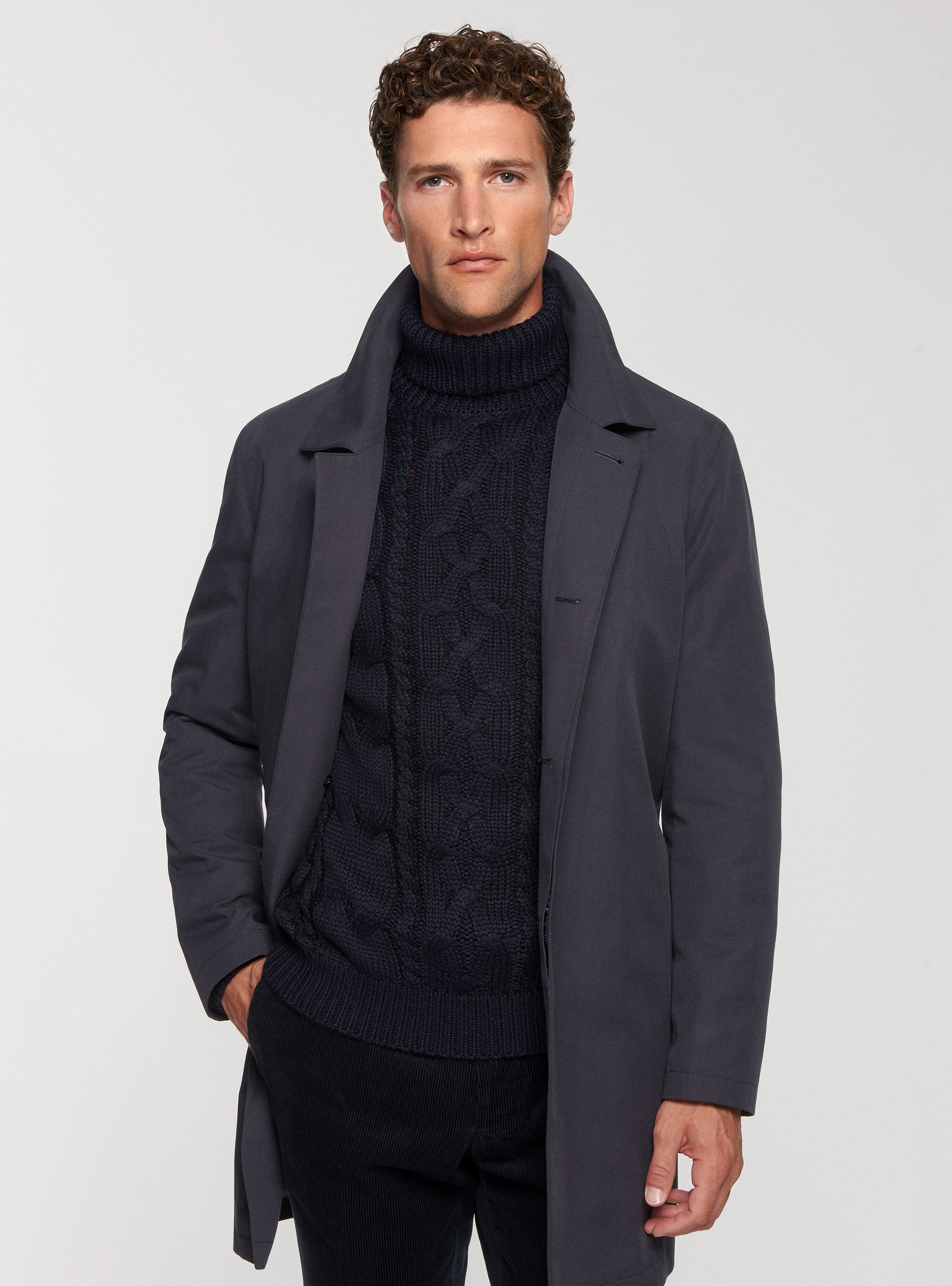 Lined raincoat with large pockets, NAVY BLUE