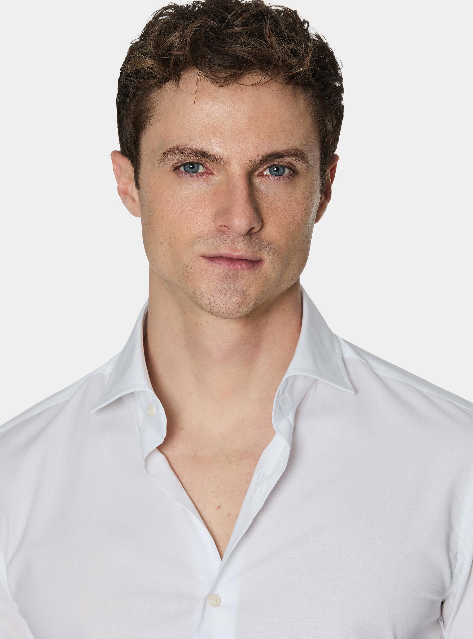 Cotton poplin stretch shirt, WHITE
