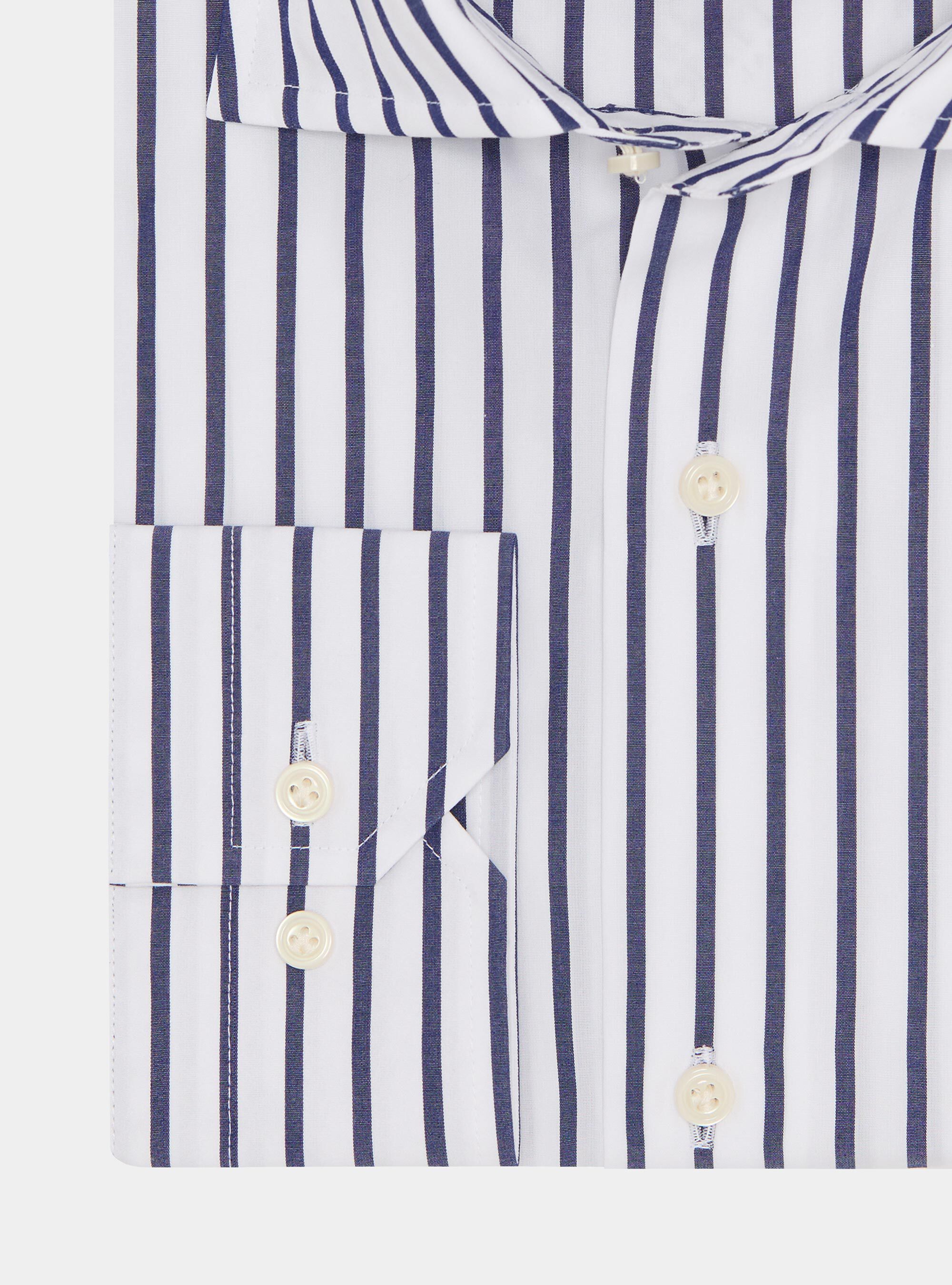 Gestreiftes Hemd aus Baumwollpopeline, BIANCO 0099C