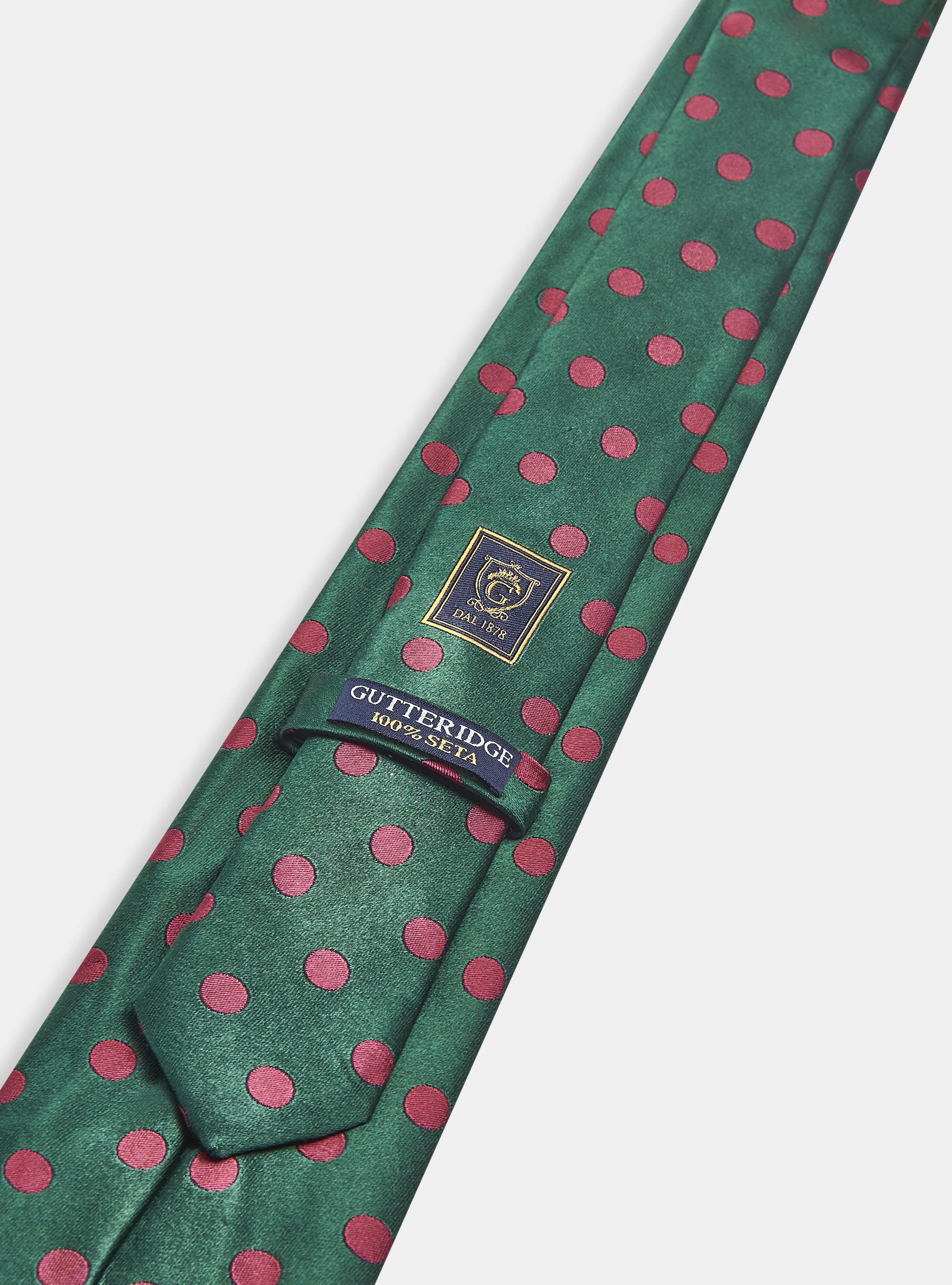 Macro polka dot patterned silk tie, GREEN