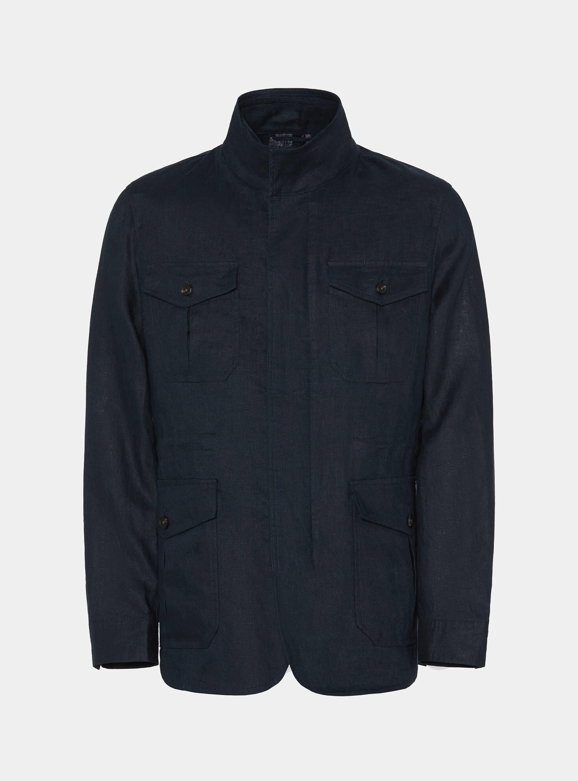 Field jacket in lino, AZUL MARINO