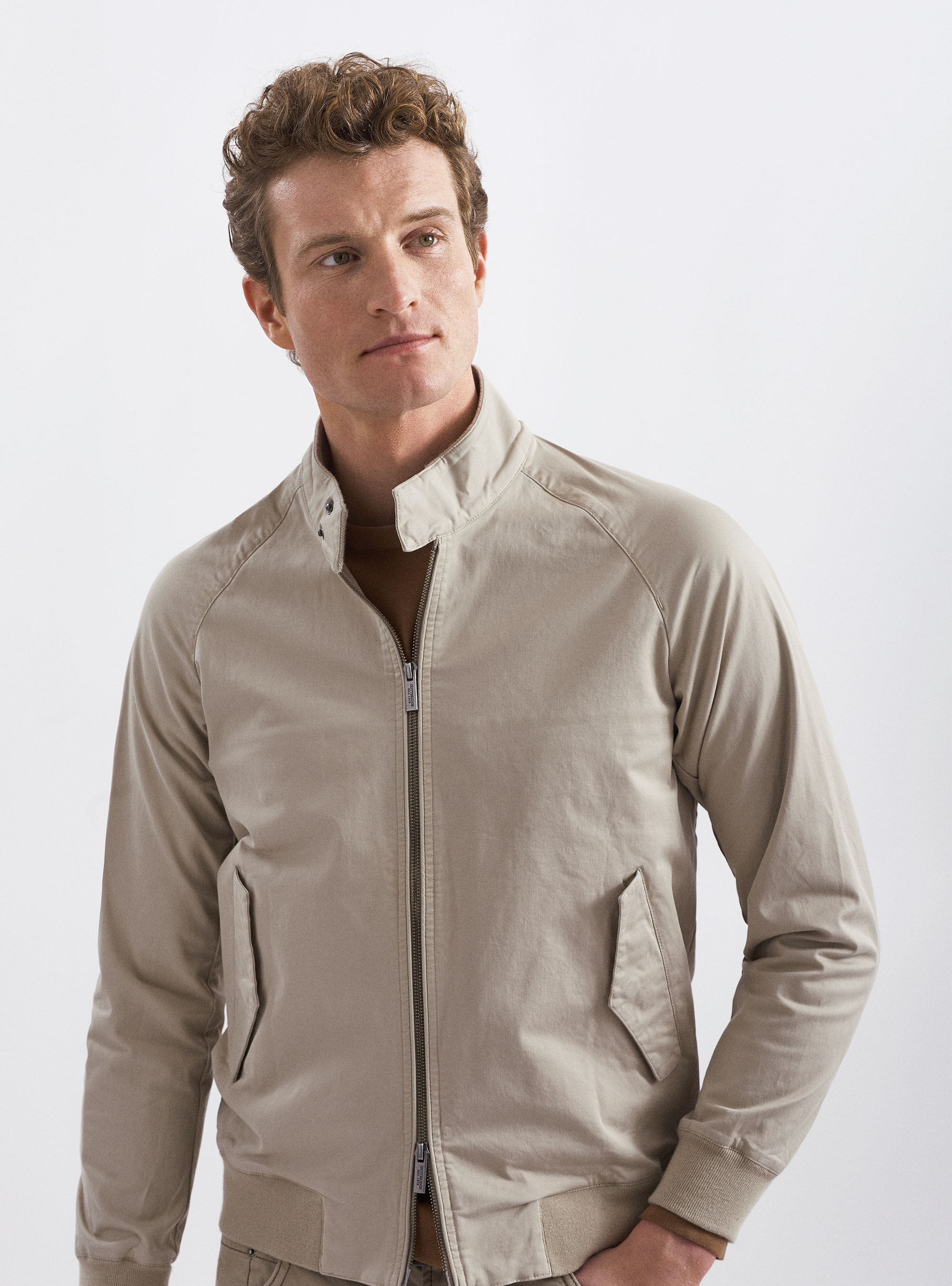 Stretch cotton twill bomber jacket