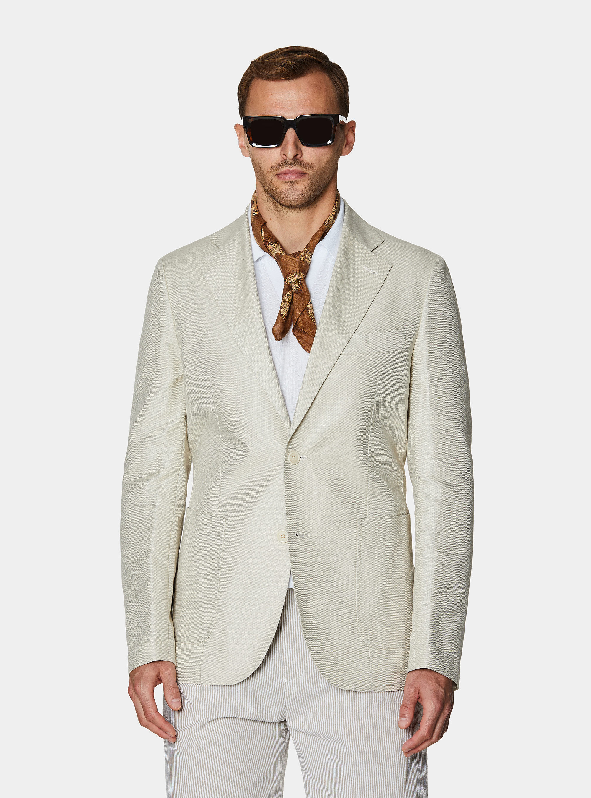 Giacca in cotone e lino, ECRU