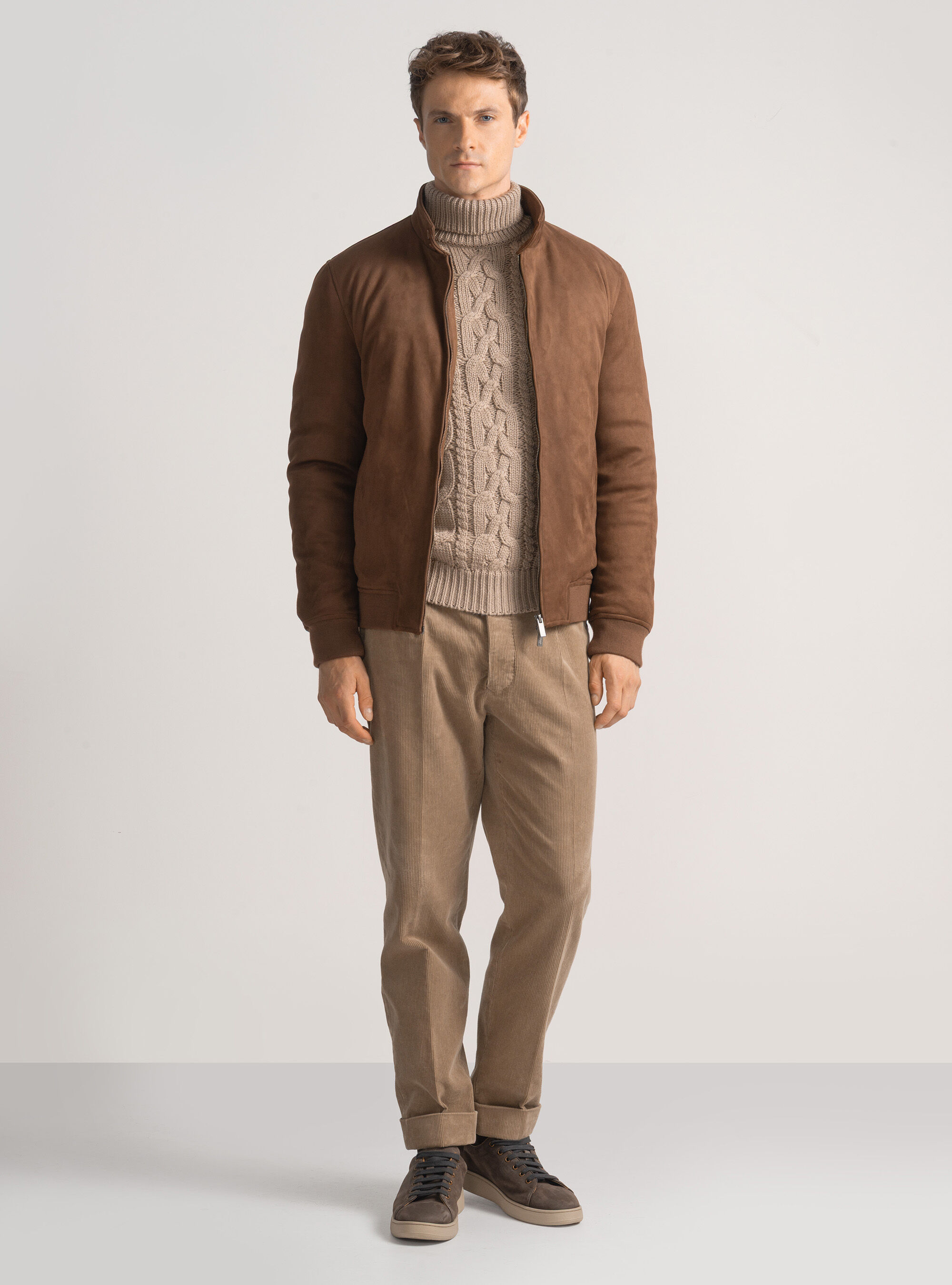 Padded suede-effect bomber jacket