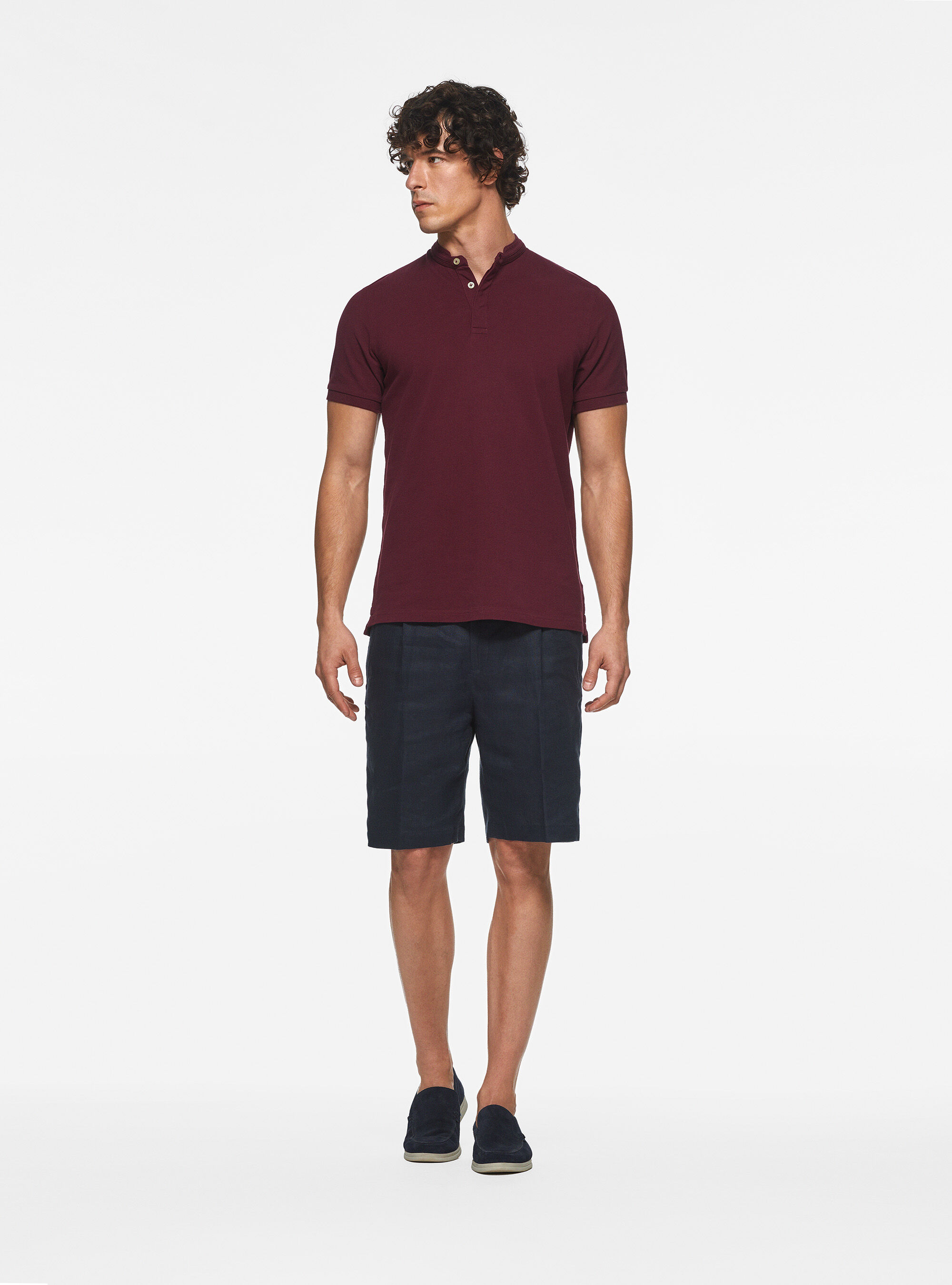 Polo coreana in piquet, BORDEAUX