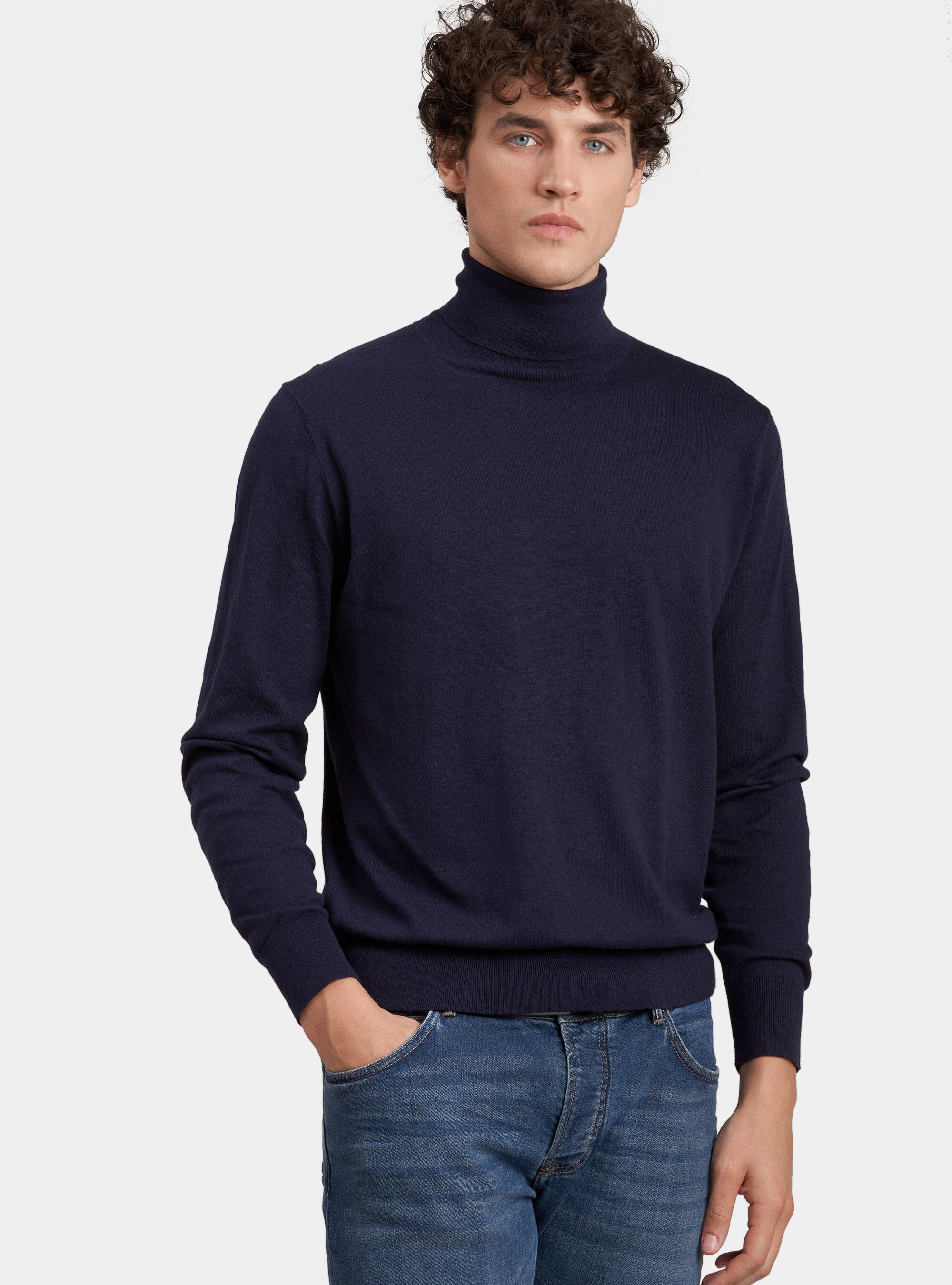 Cotton silk and cashmere turtleneck sweater