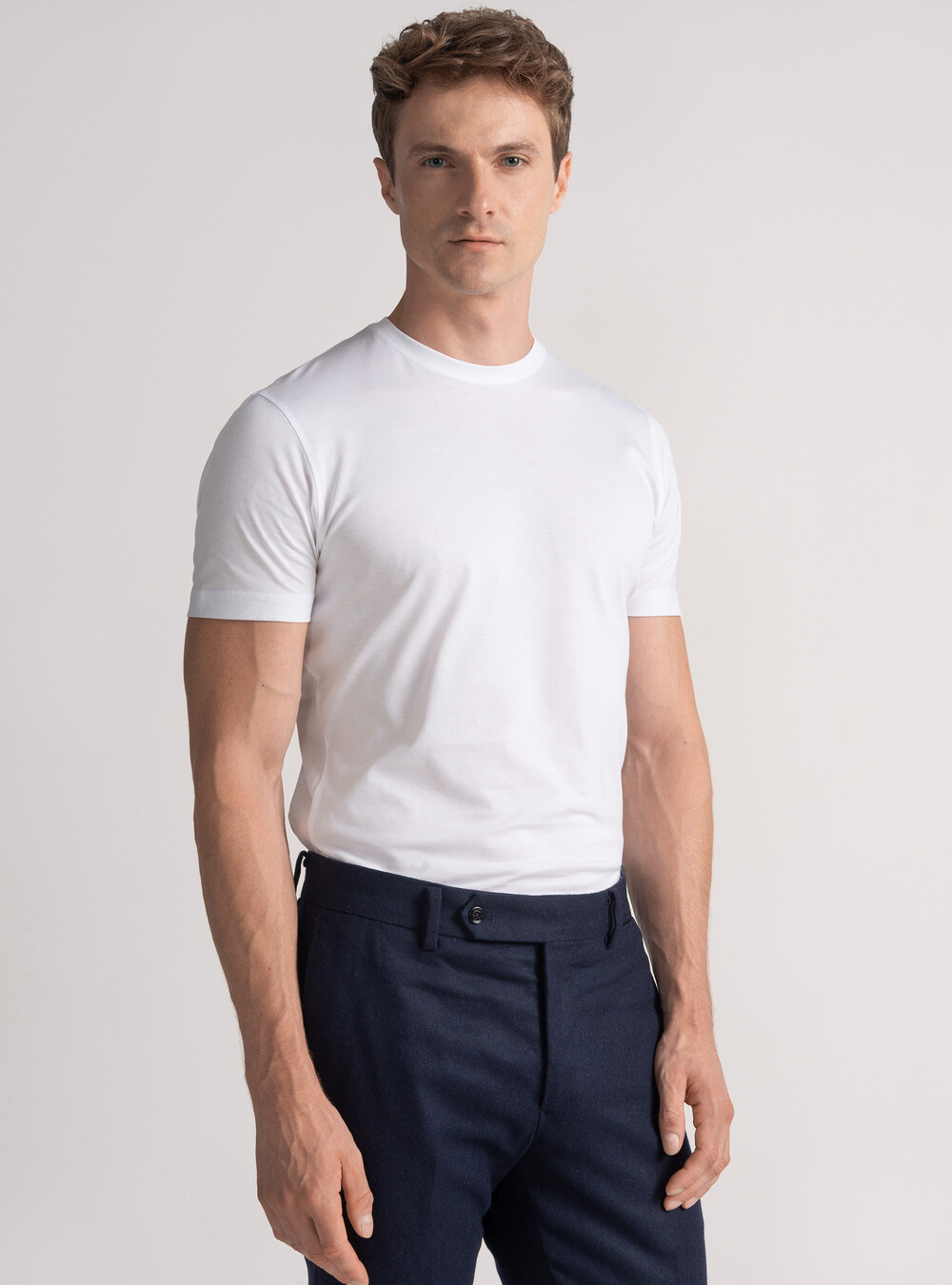 T-shirt in cotone supima mezza manica, BIANCO T-shirt in cotone supima mezza manica