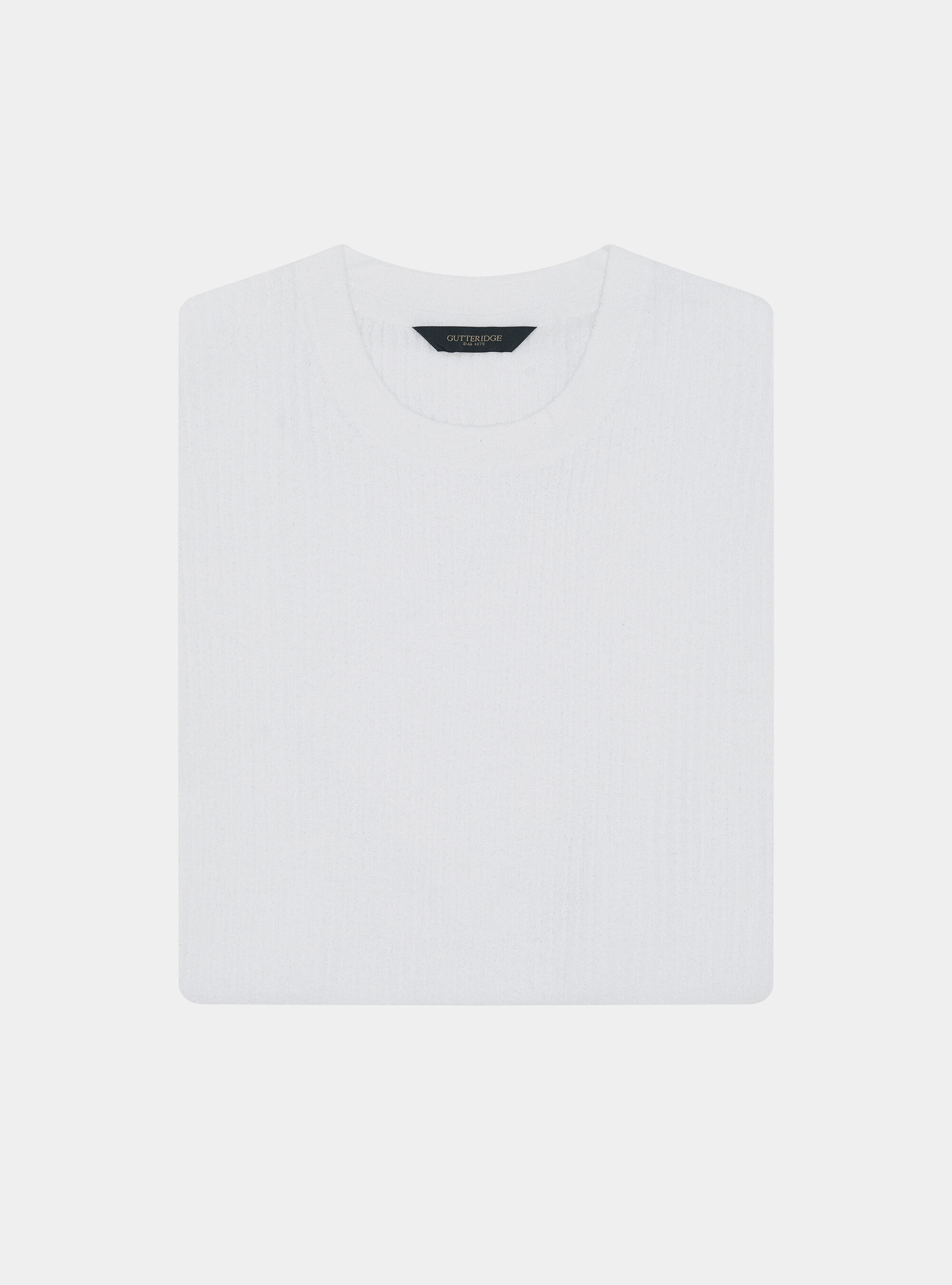 Girocollo in maglia boucl&egrave; a costina, BIANCO