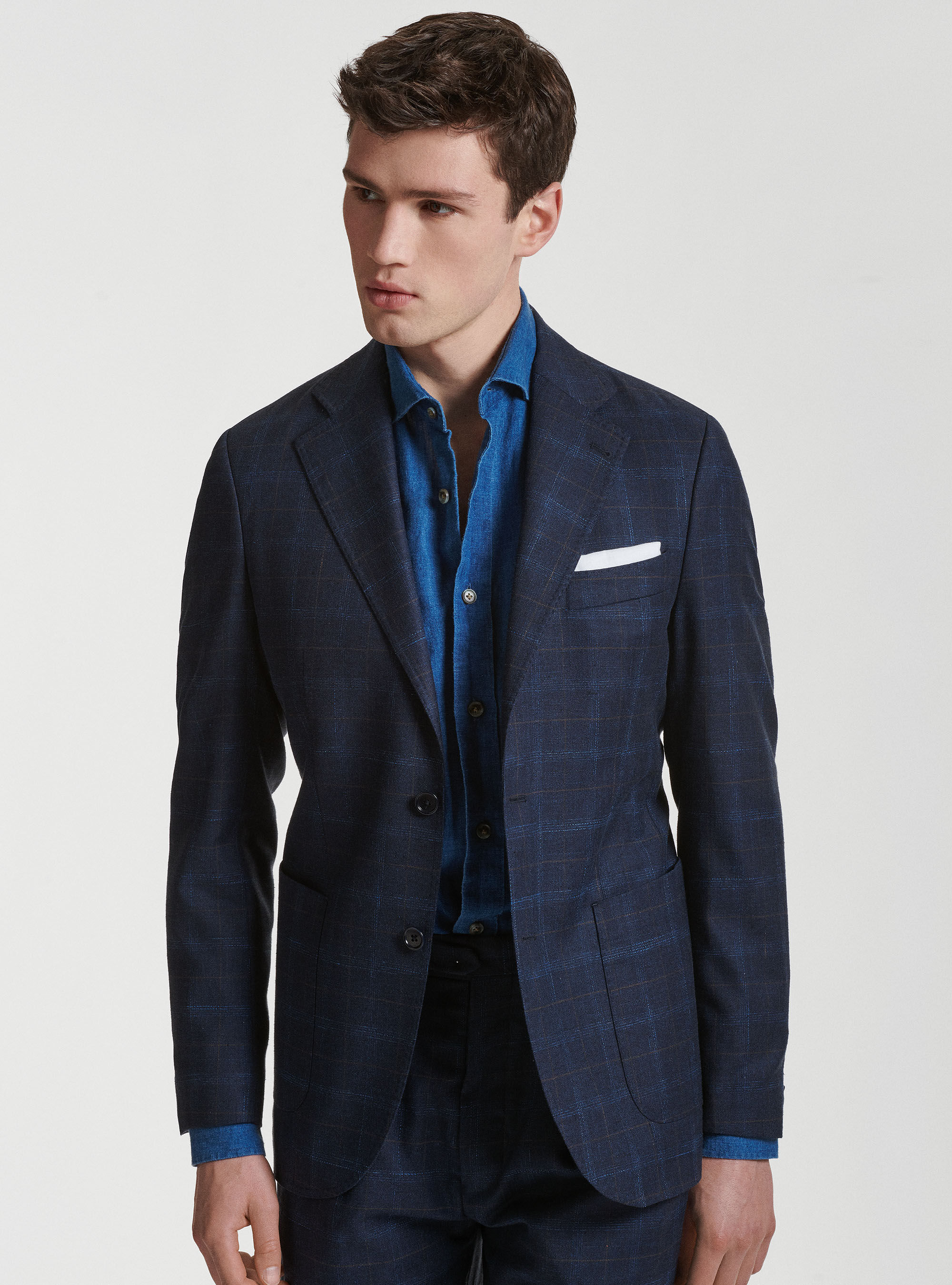 Giacca per abito in lana cotone e lino Marlane, BLU NAVY