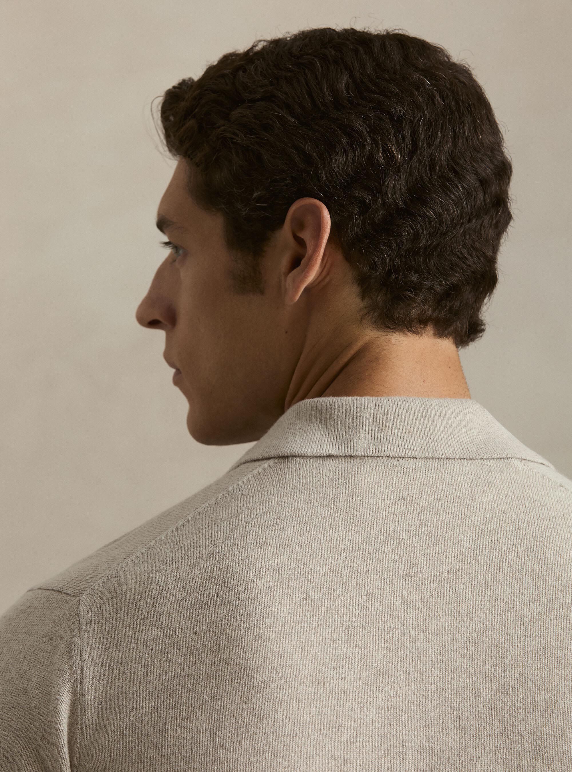Maglia a polo in lana e cashmere, ECRU