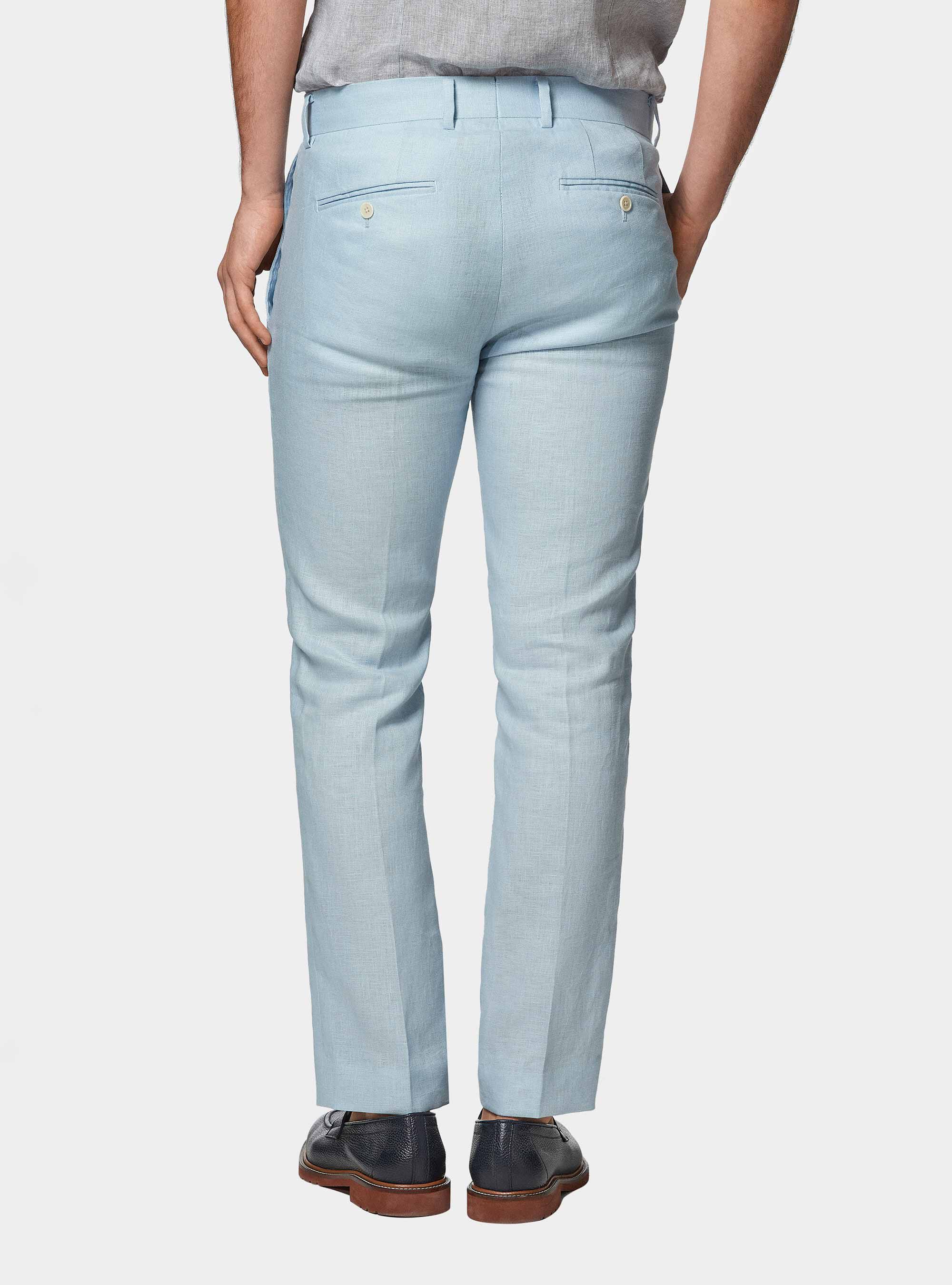 Pure linen suit trousers, LIGHT BLUE