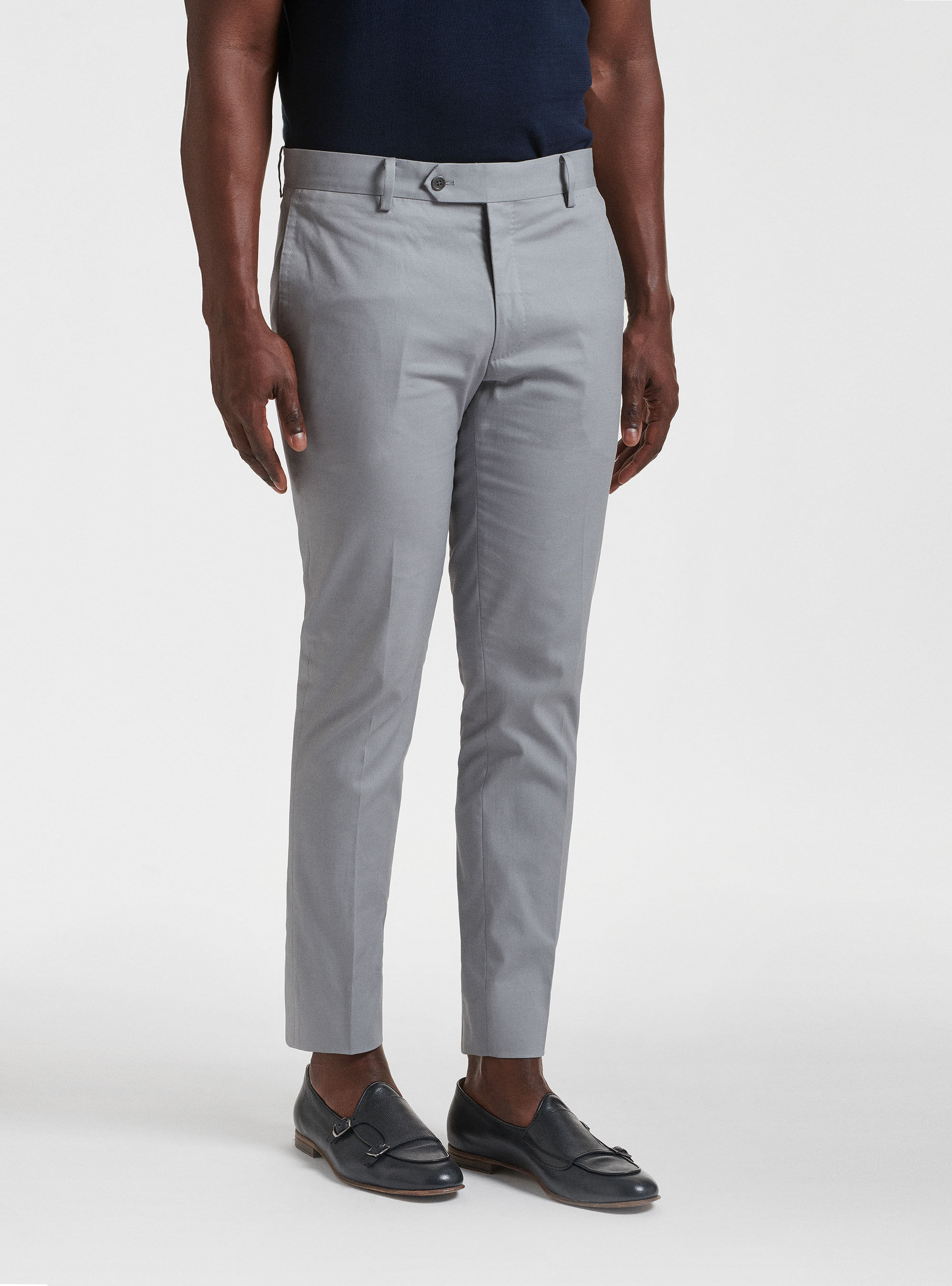 Pantaloni per abito in cotone armaturato, GRIGIO CHIARO MELANGE