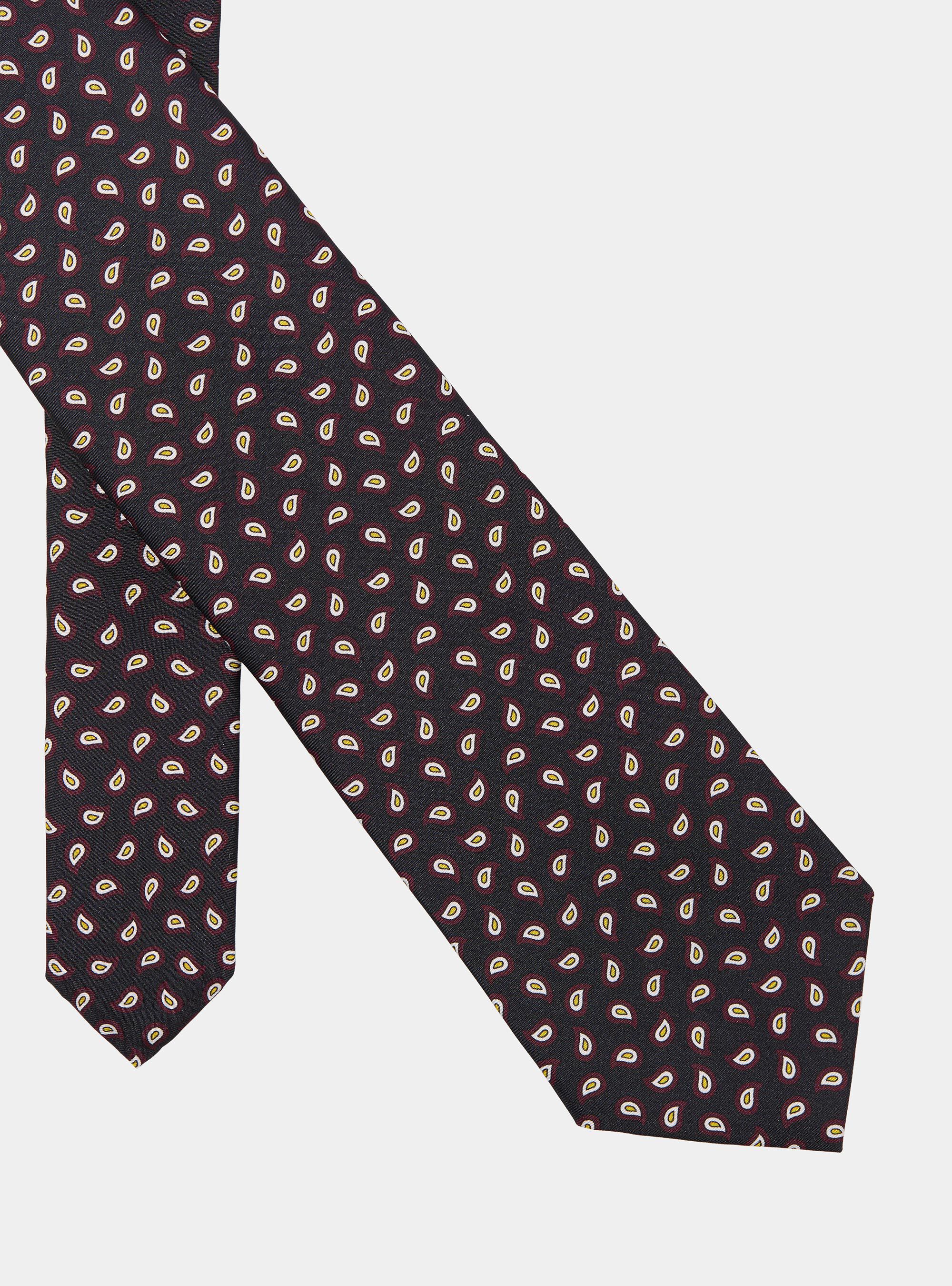 Paisley-patterned silk tie, NAVY BLUE