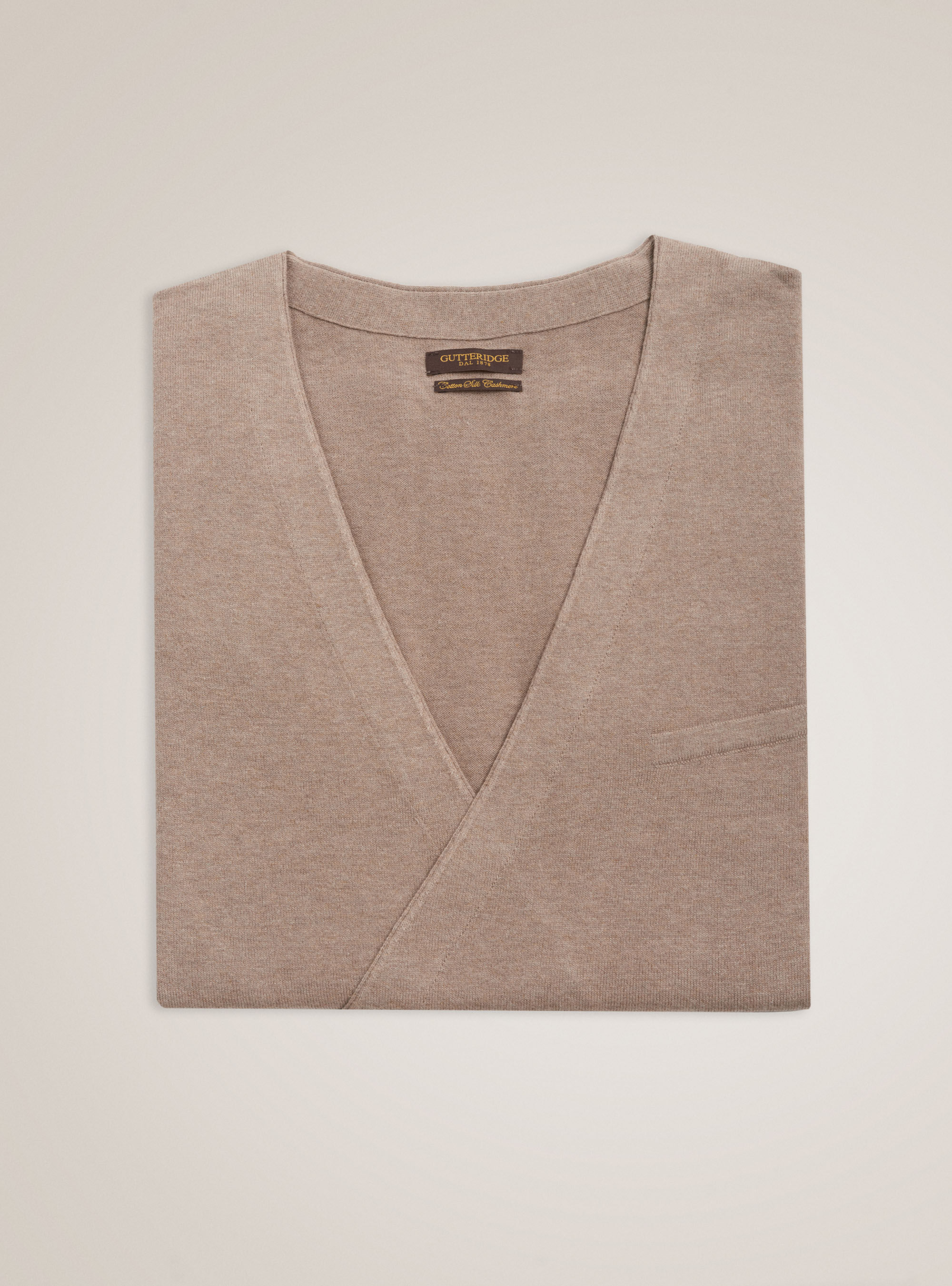 Gilet doppiopetto in cotone seta e cashmere, ECRU